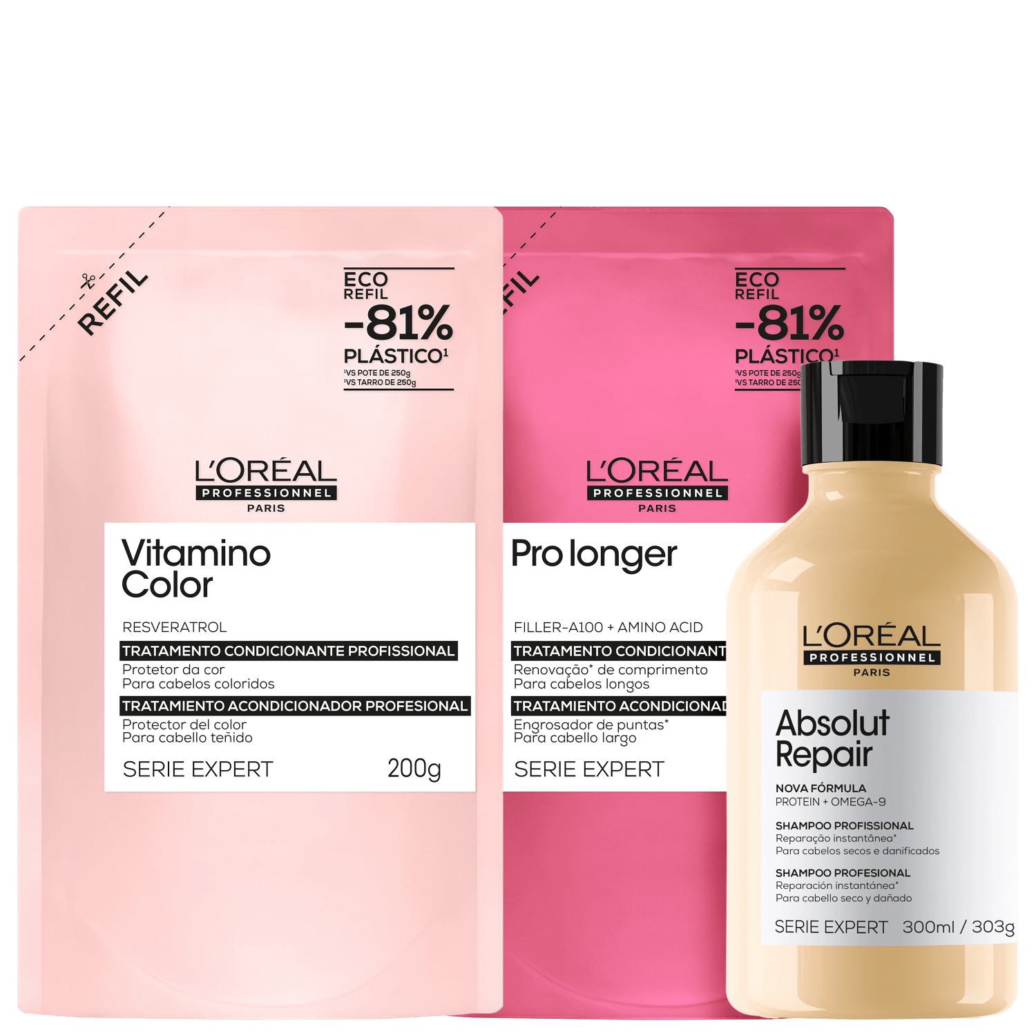 Kit L'Oréal Professionnel Vitamino Longer Mix Refil Absolute Repair (3 Produtos)