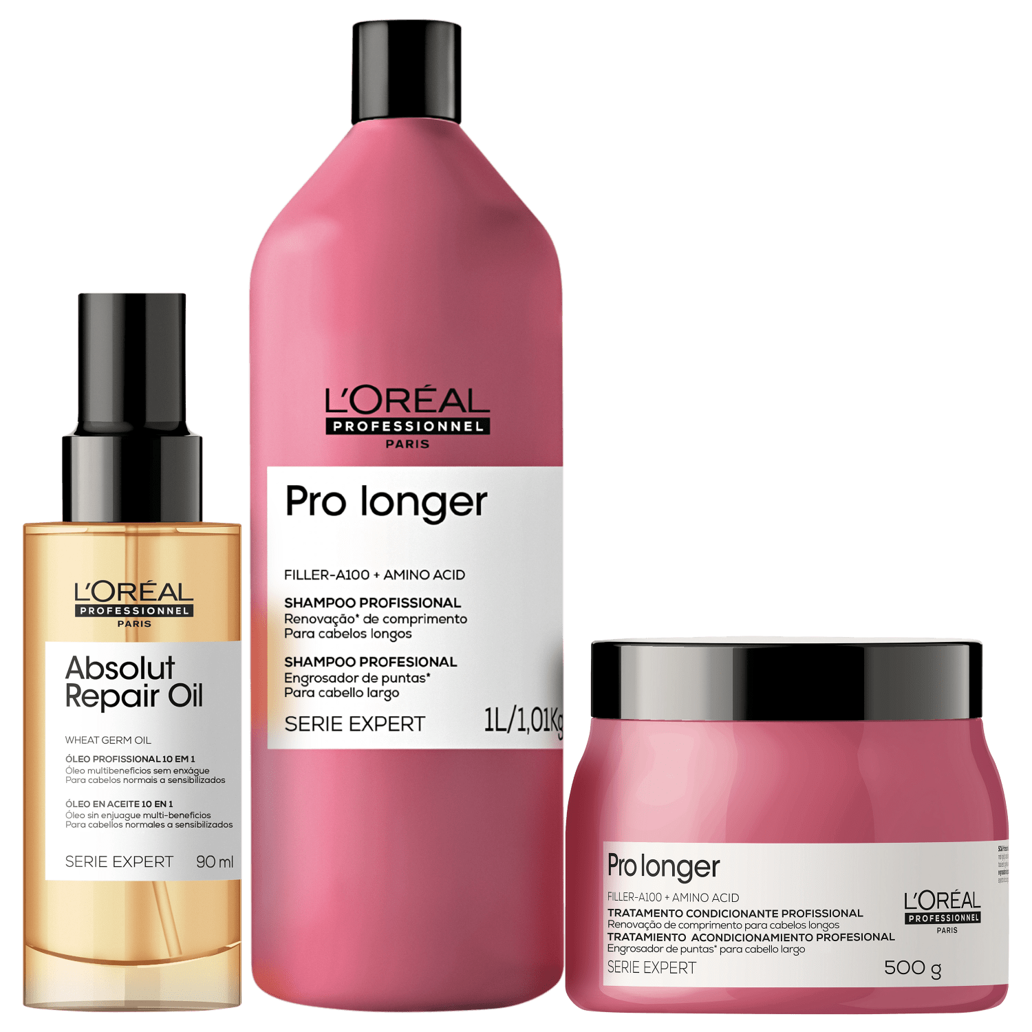 Kit L'Oréal Professionnel Serie Expert Pro Longer + Absolut Repair Oil (3 Produtos)