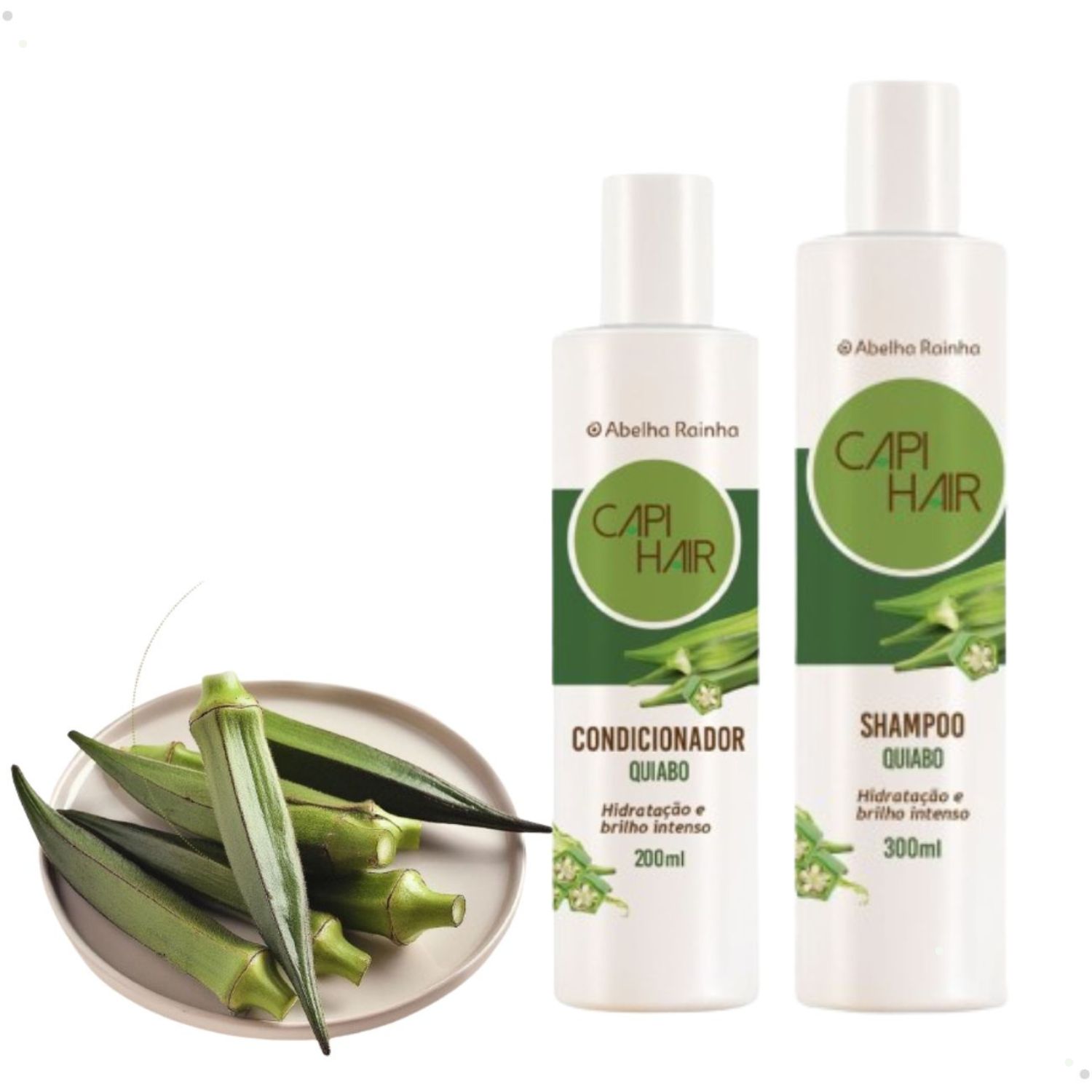 Kit Shampoo e Condicionador Quiabo Capi Hair Hidratação e Brilho Intenso Abelha Rainha 2611 + 2612