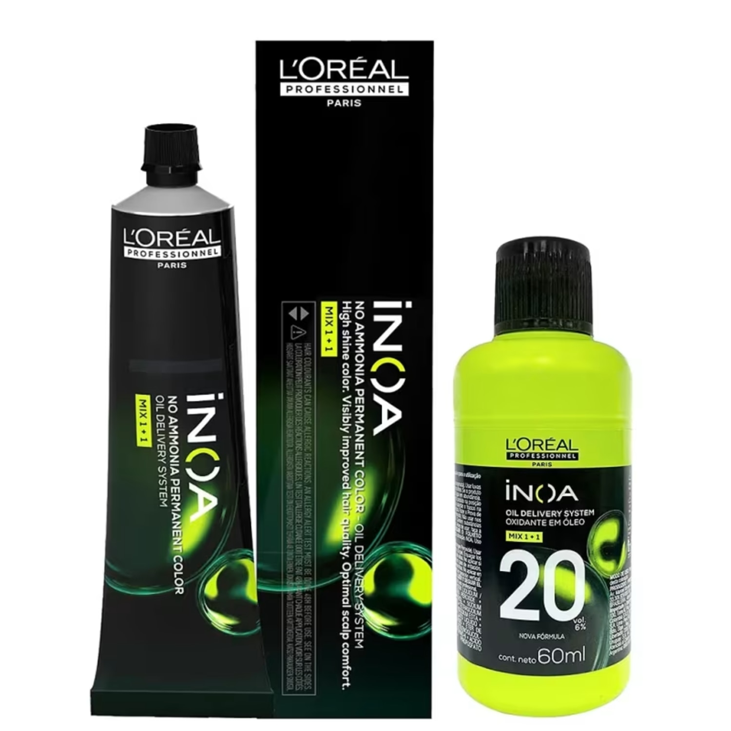 Kit L'Oréal Professionnel Inoa Tintura 60gr + Mini Oxidante 60ml - Coloração nº 6 - Louro Escuro