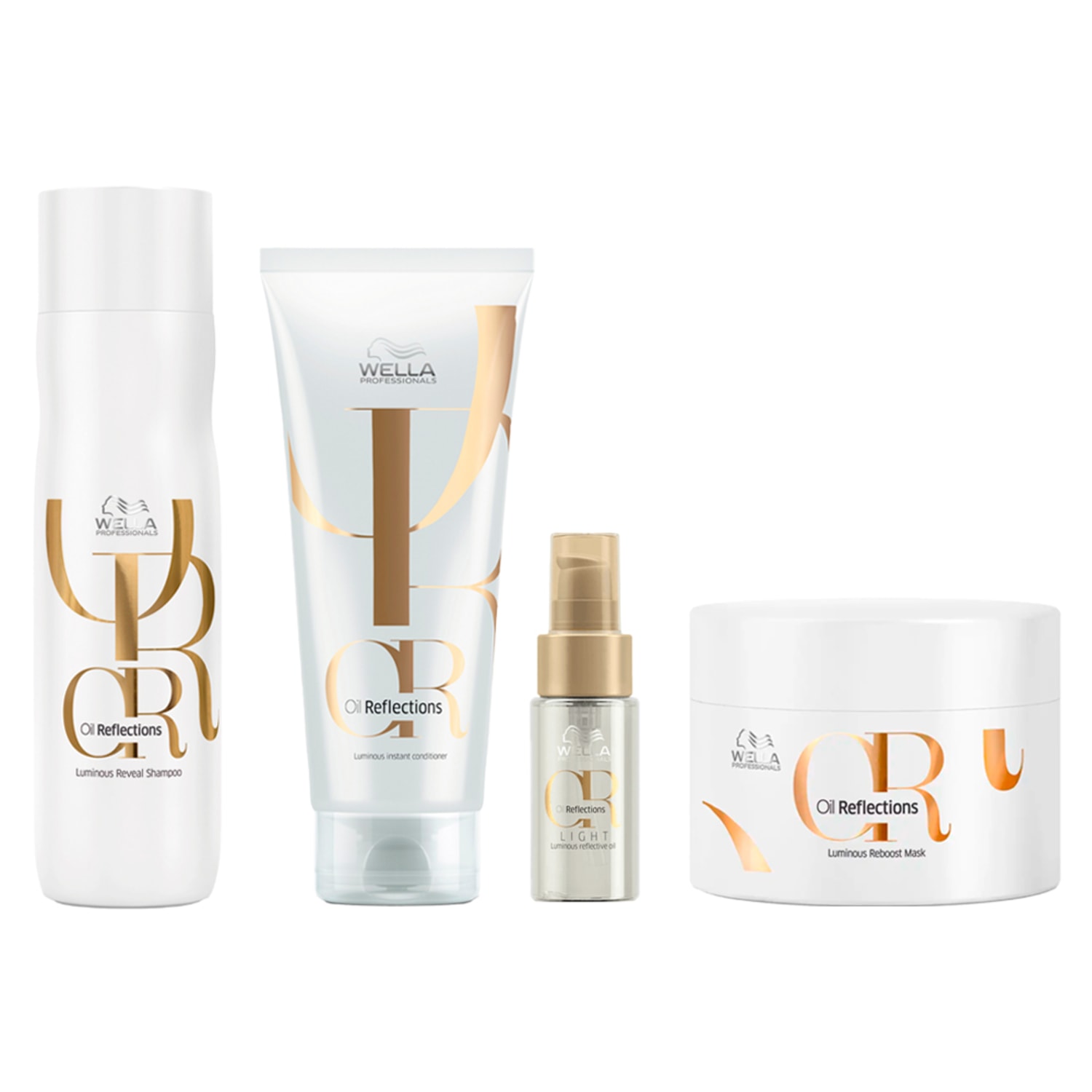 Kit Wella Oil Reflections - Shampoo e Condicionador e Màscara e Óleo Light