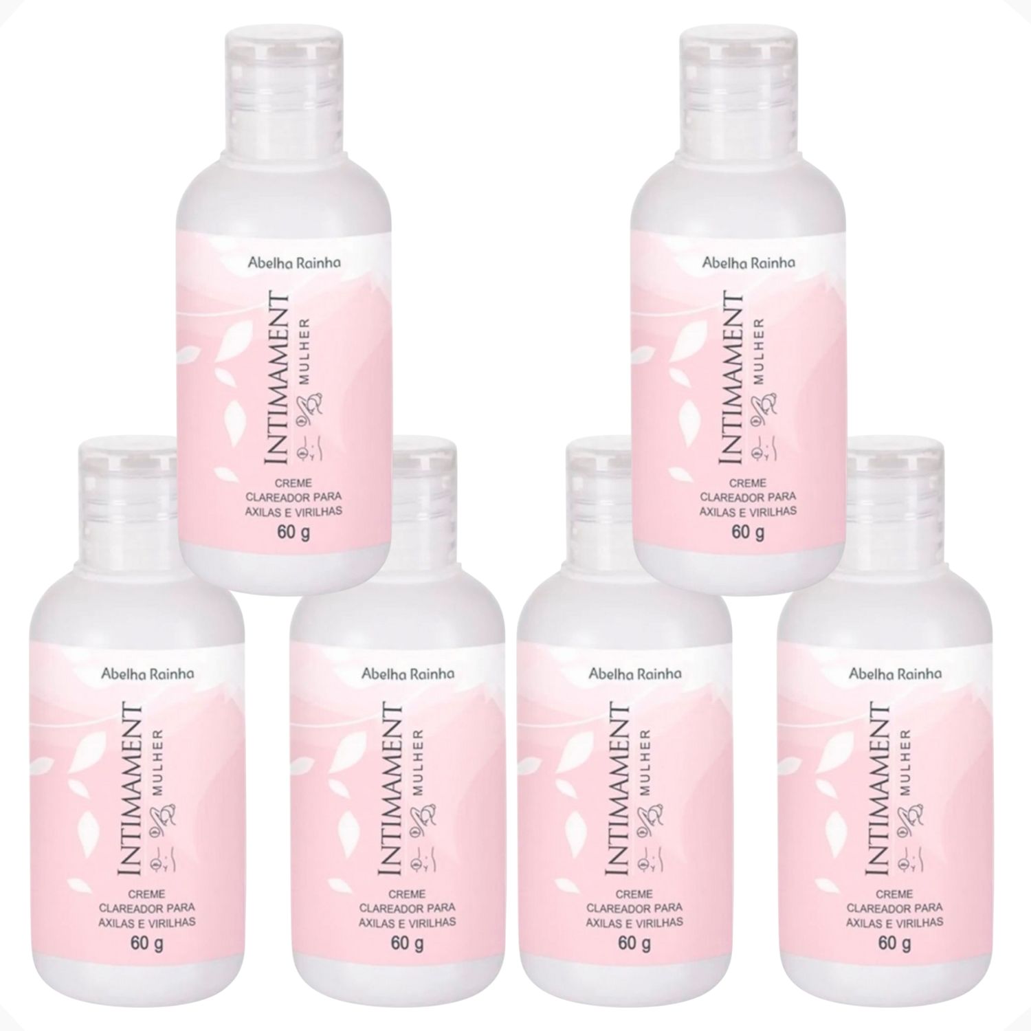 Kit 6 Creme Clareador de Axilas e Virilhas Intimament Abelha Rainha 60g Para Pele Escurecida
