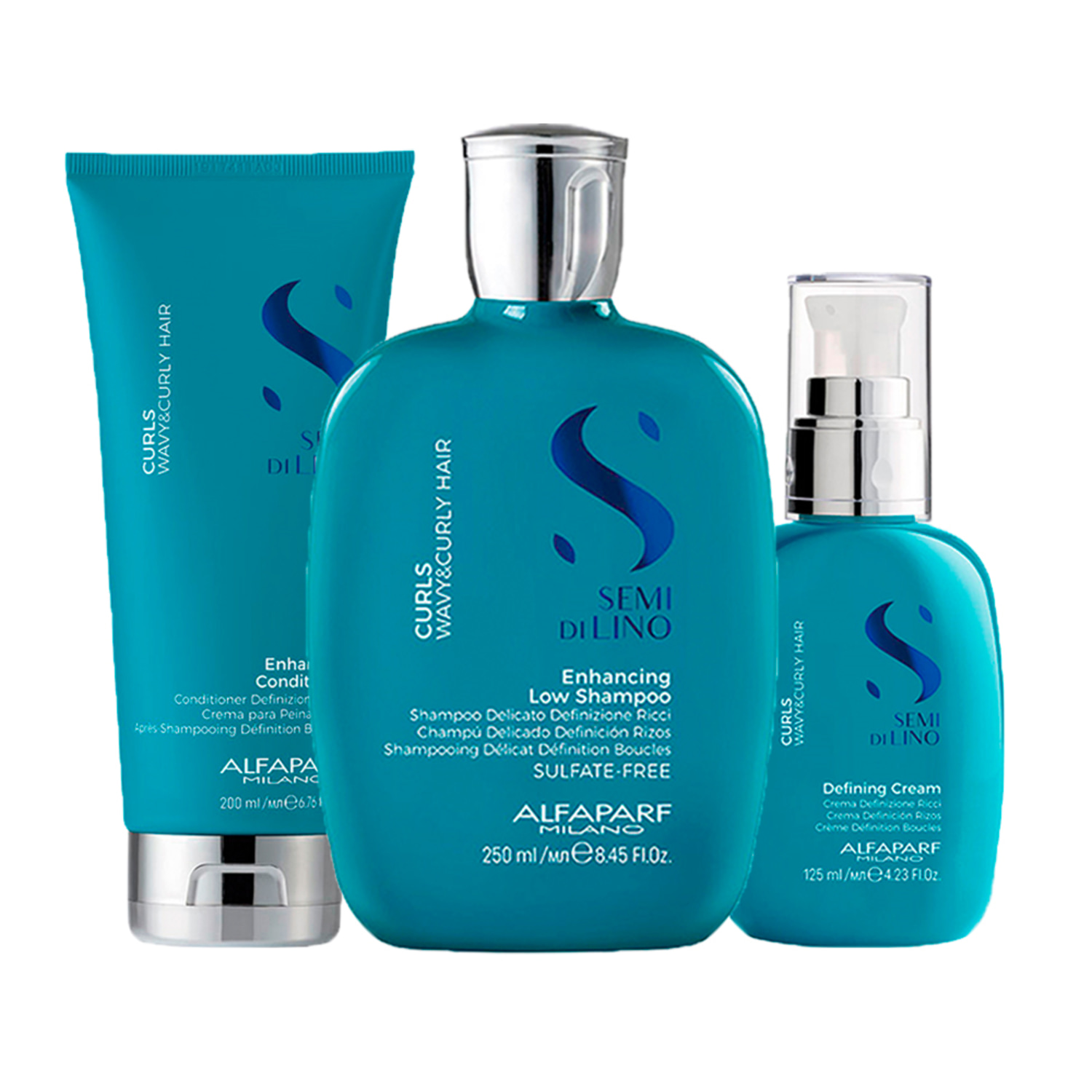 Kit Alfaparf Milano Professional Semi Di Lino Curls - Shampoo e Condicionador e Creme