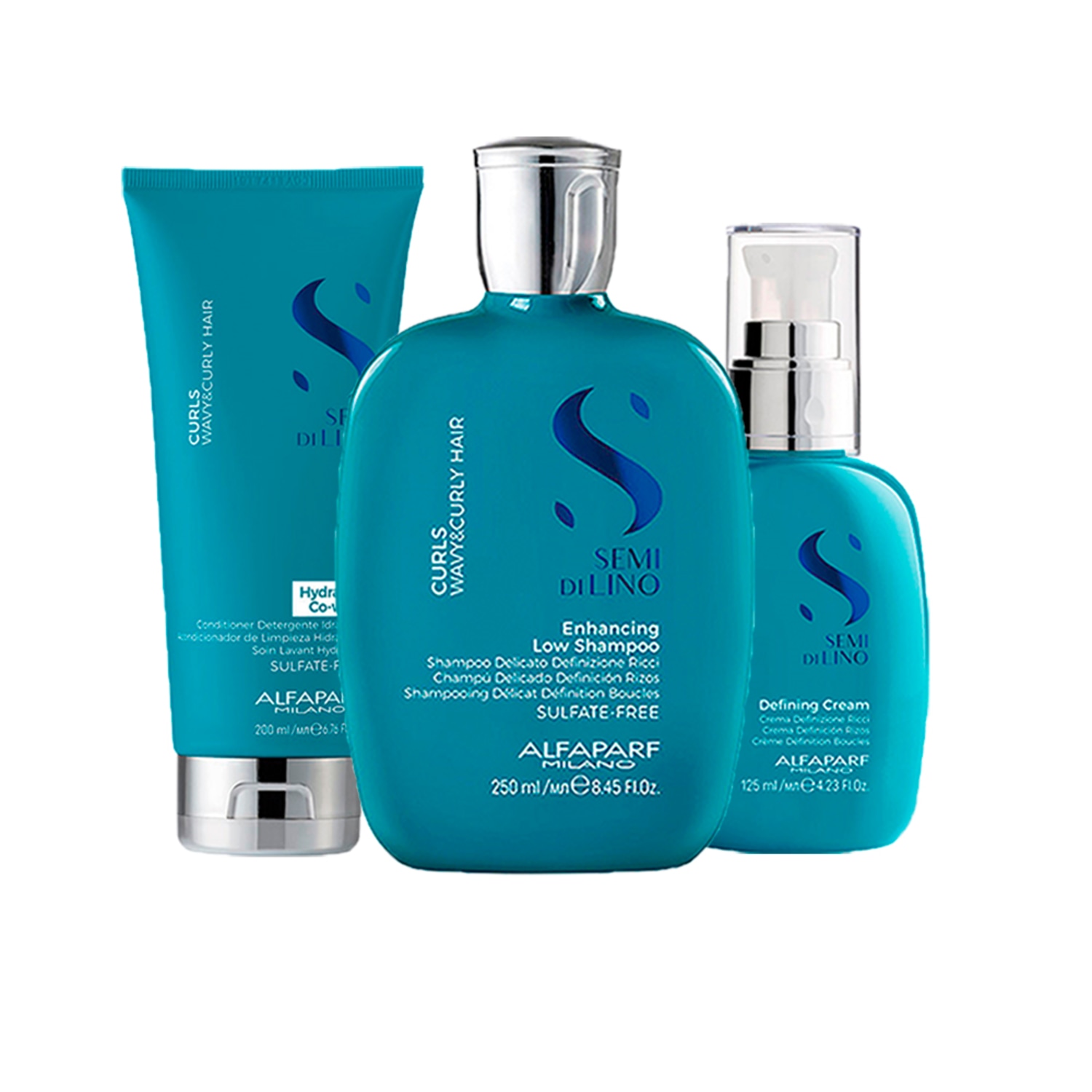 Kit Alfaparf Milano Professional Semi Di Lino Curls - Shampoo e Condicionador e Creme Definição