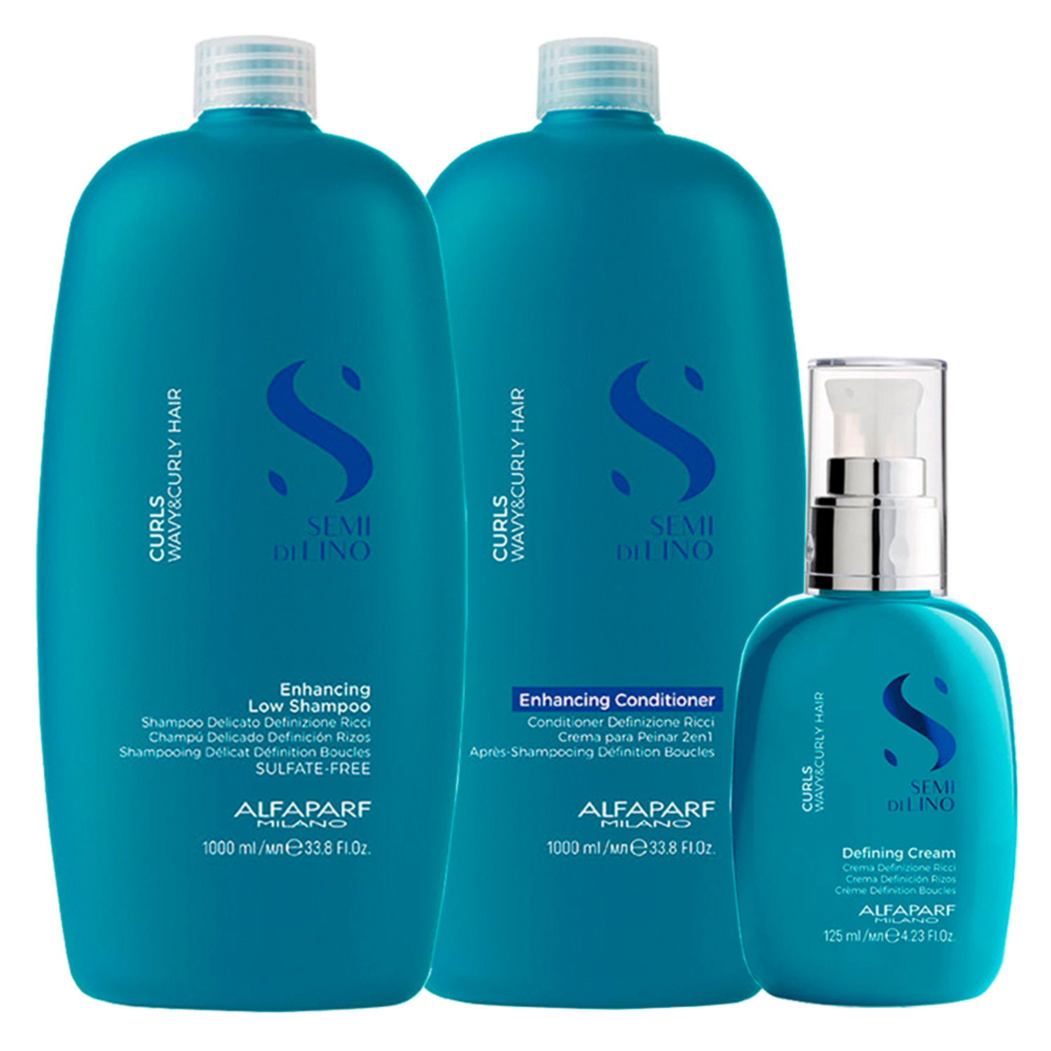Kit Alfaparf Milano Professional Semi Di Lino Curls Profissional - Shampoo e Condicionador e Creme
