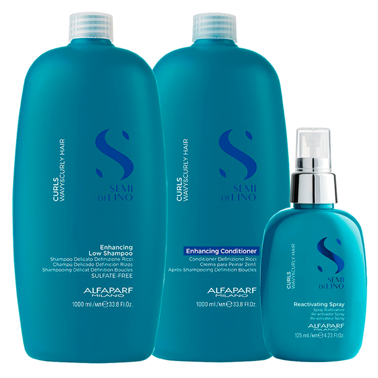 Kit Alfaparf Milano Professional Semi Di Lino Curls Profissional - Shampoo e Condicionador e Spray