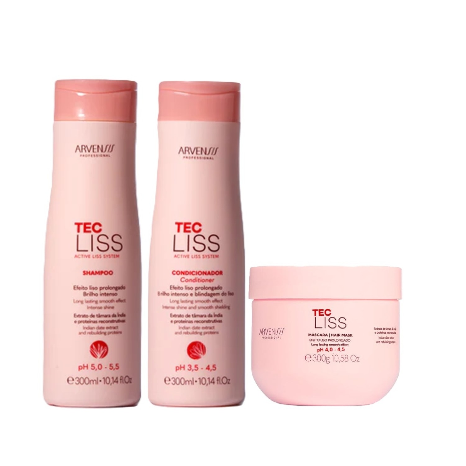 Kit Arvensis Tec Liss - Shampoo 300ml + Condicionador 300ml + Máscara 300g
