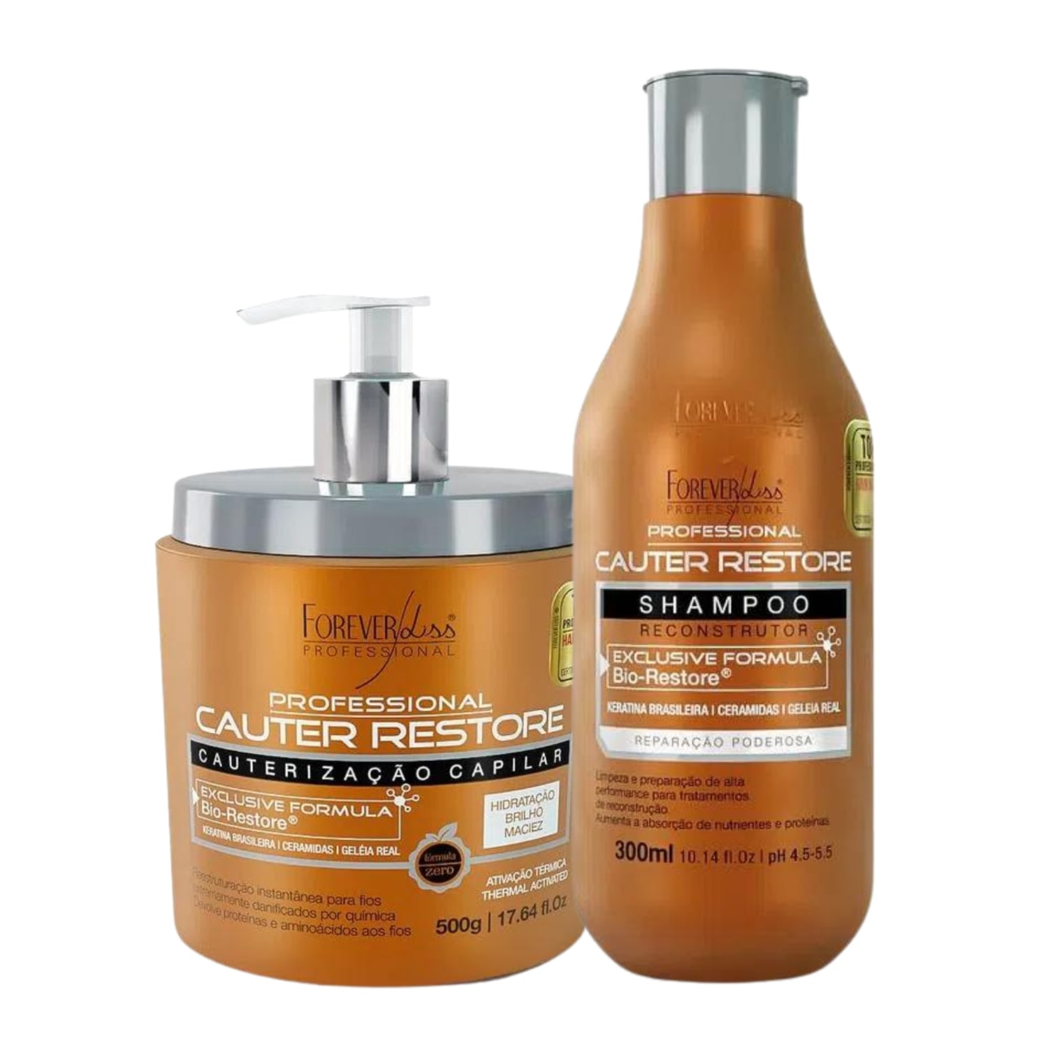 Kit Shampoo e Máscara Forever Liss Cauter Restore