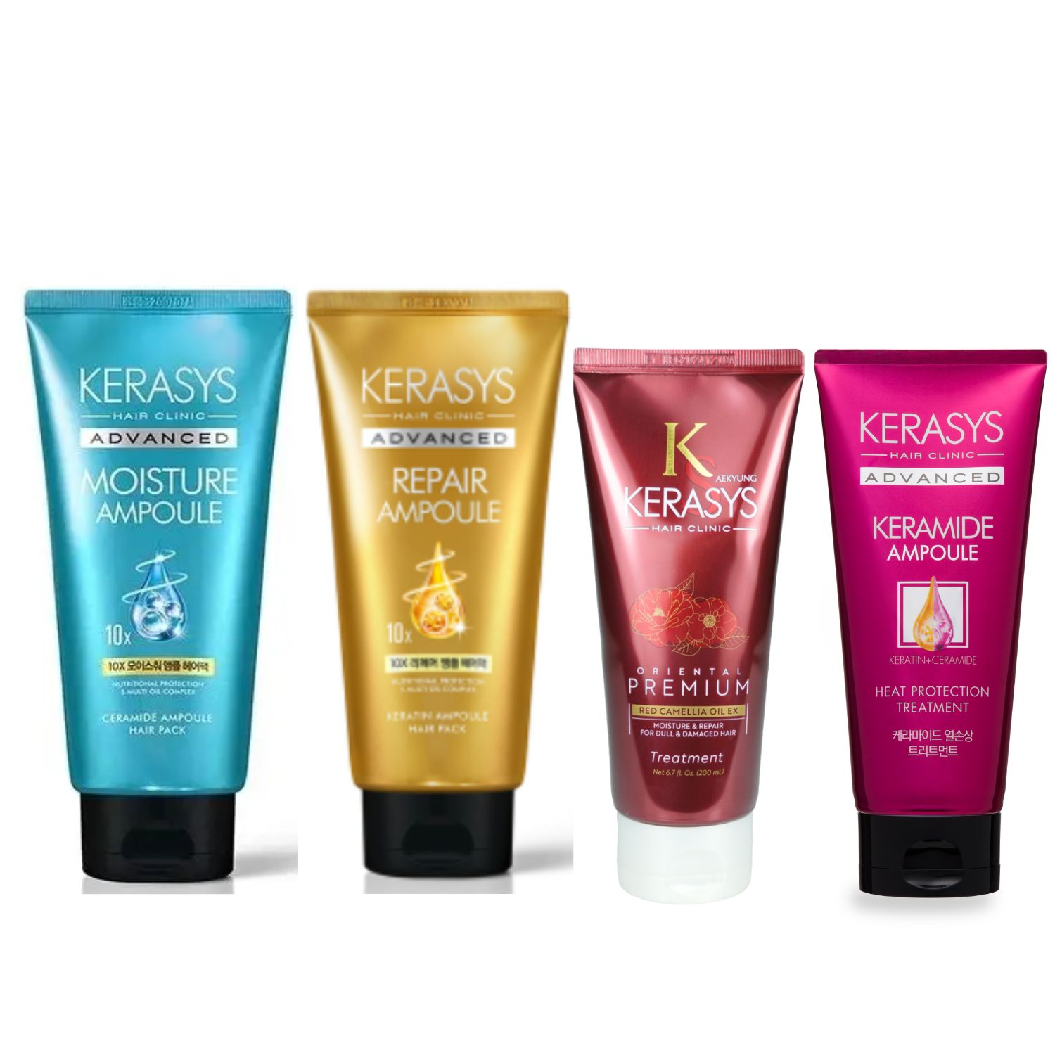Kerasys Kit Máscaras (Moisture 300ml + Repair 300ml + Heat 200ml + Oriental 200ml)