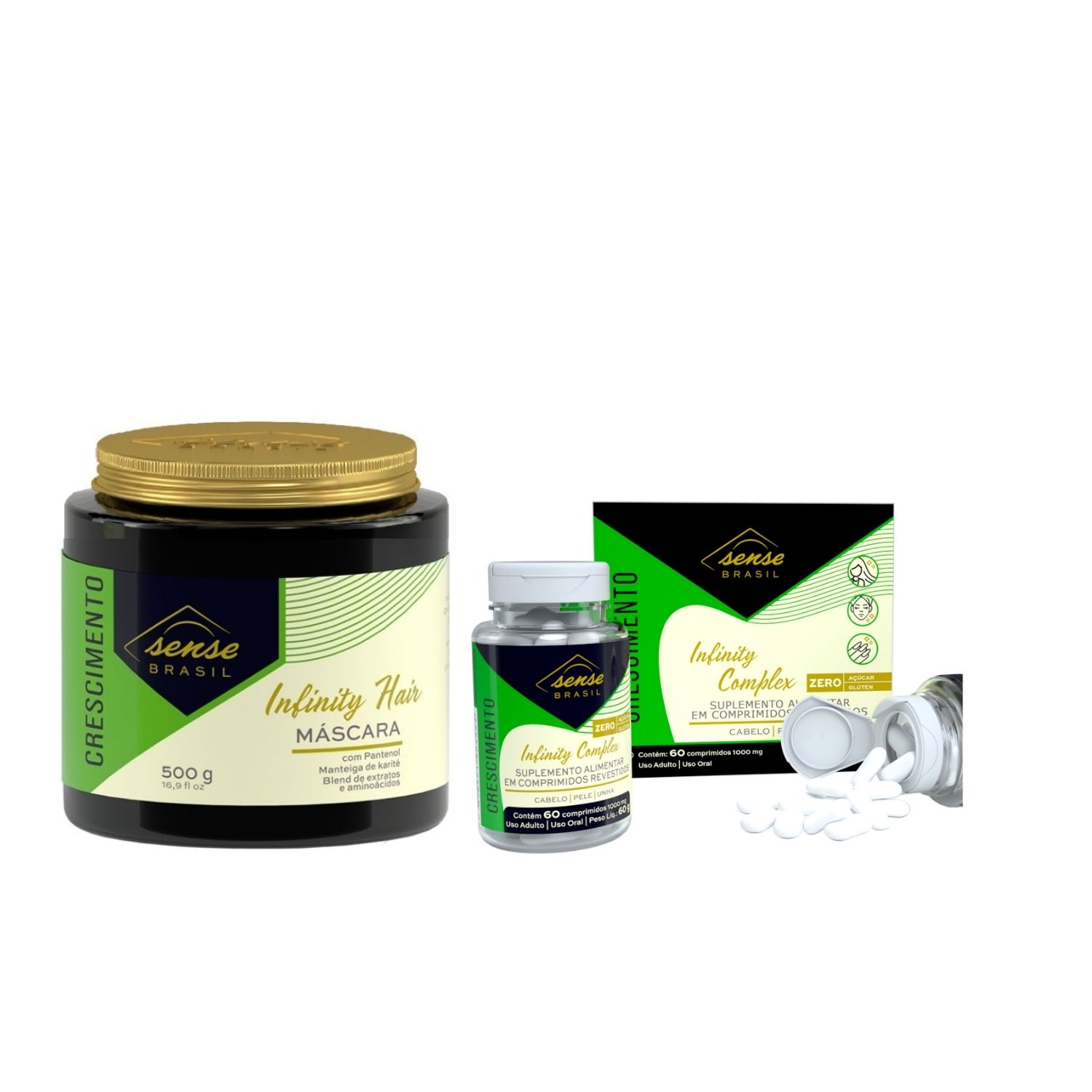 Sense Brasil Infinity Hair Kit (Máscara 500ml + Suplemento Alimentar)