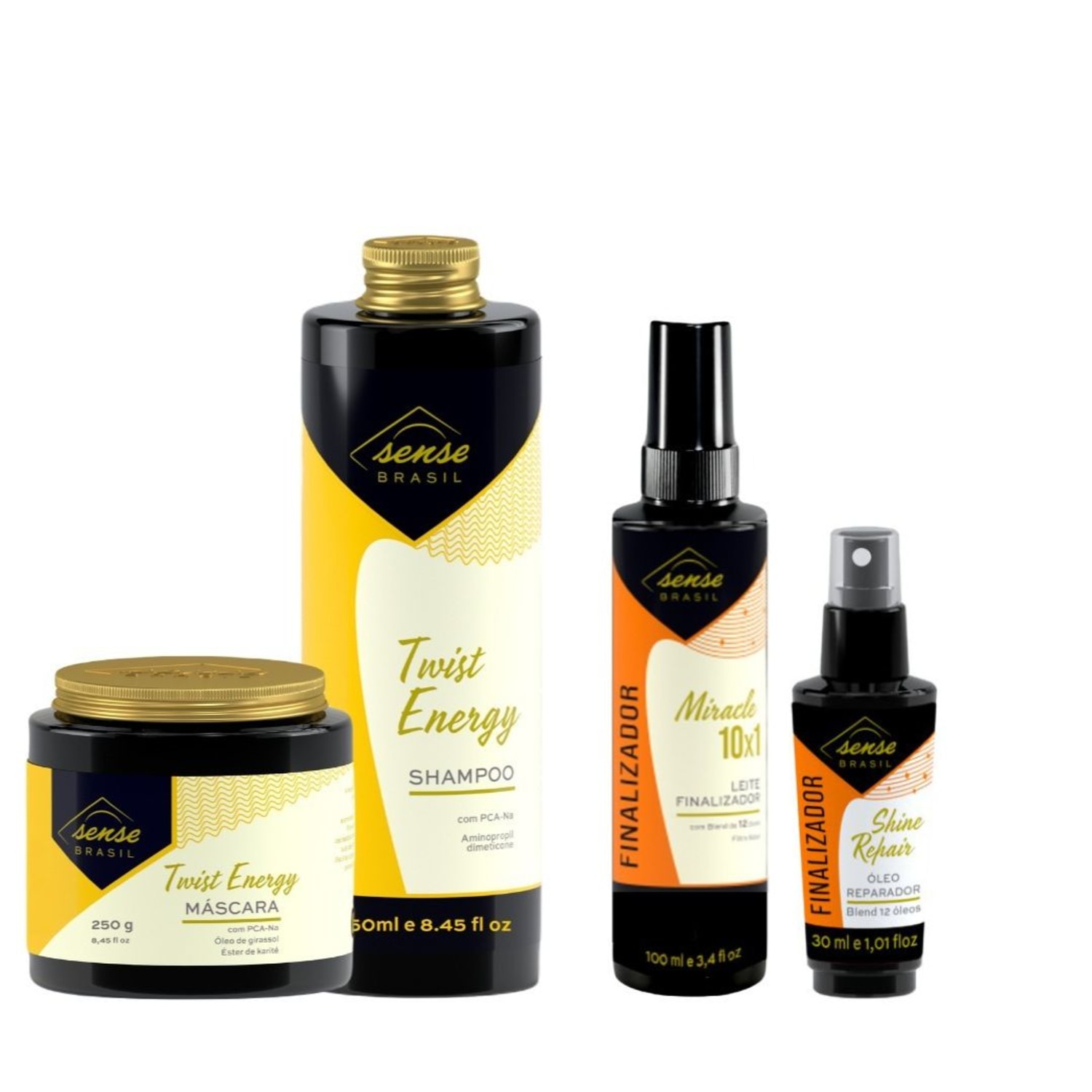Sense Brasil Kit (Duo Twist 250ml + Óleo Shine + Miracle 100ml)