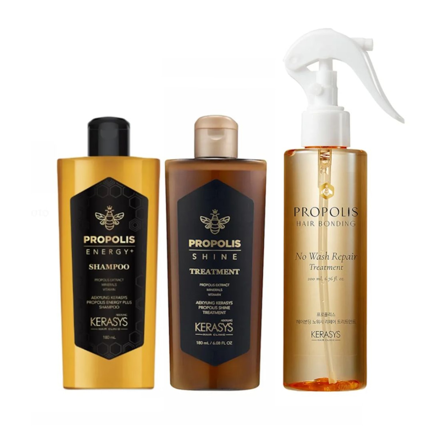 Kerasys Triologia Real ( Duo Propolis Shine + Hair Bonding No Wash Treatment 200ml)