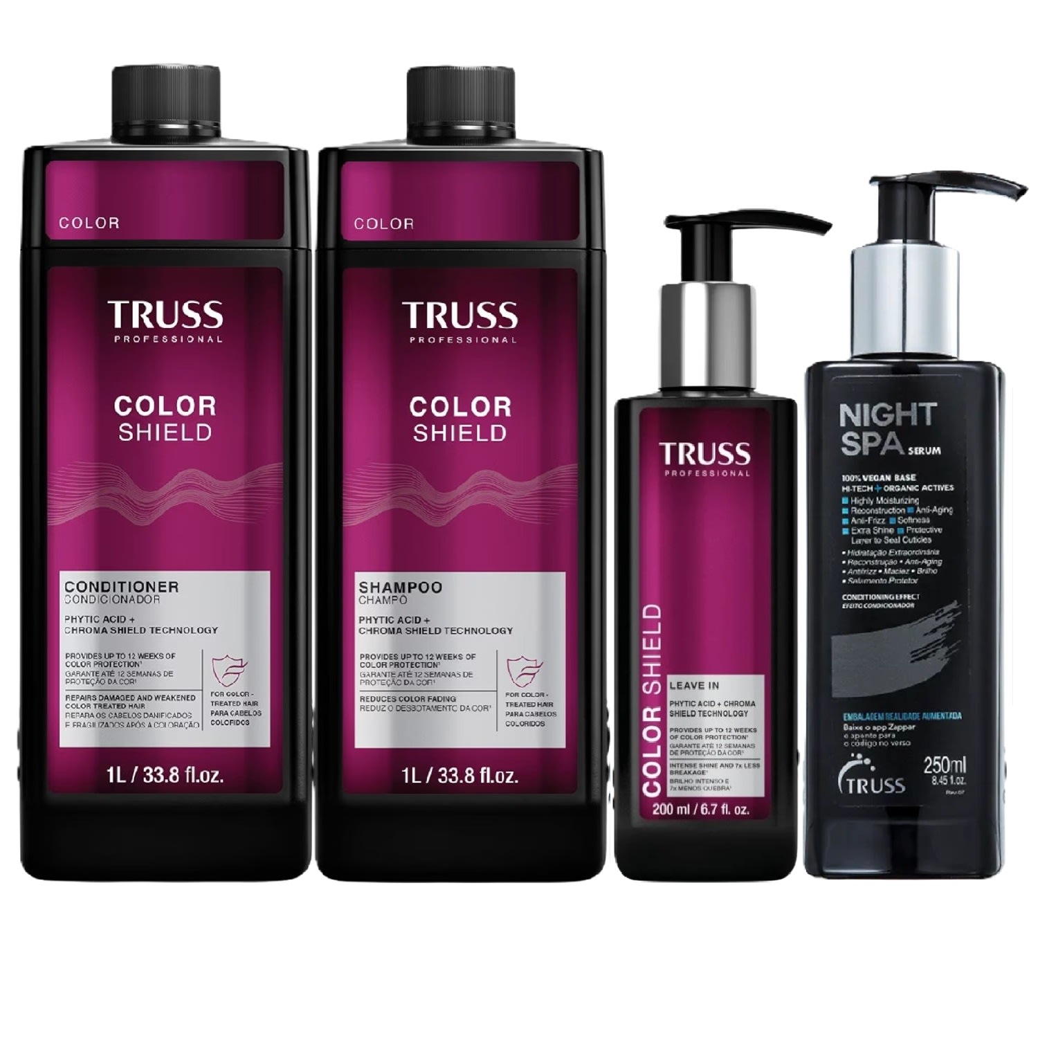 Kit Truss Color Shield - Shampoo & Condicionador 1 Litro & Leave-In 200ml + Night SPA 250ml
