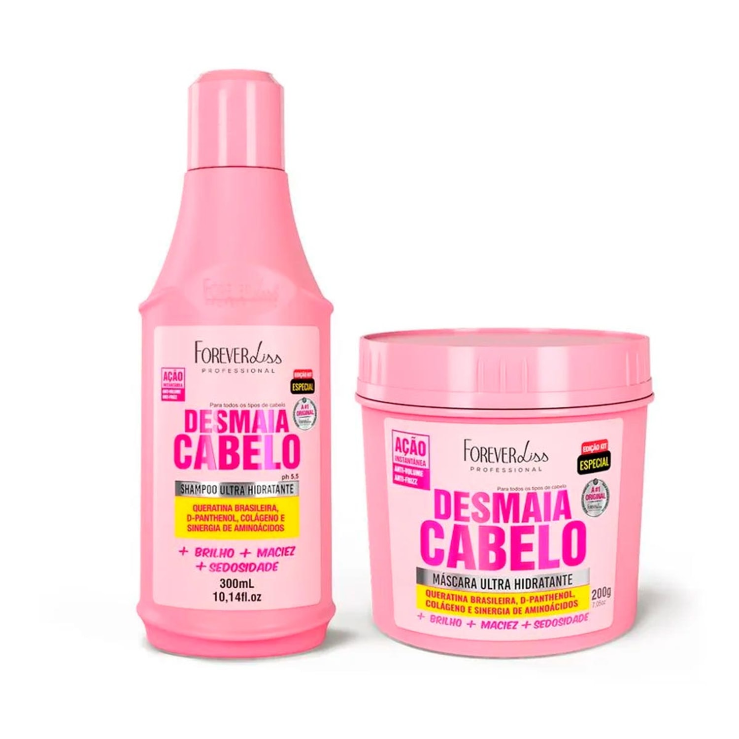 Kit Especial Desmaia Cabelo Shampoo e Máscara Forever Liss