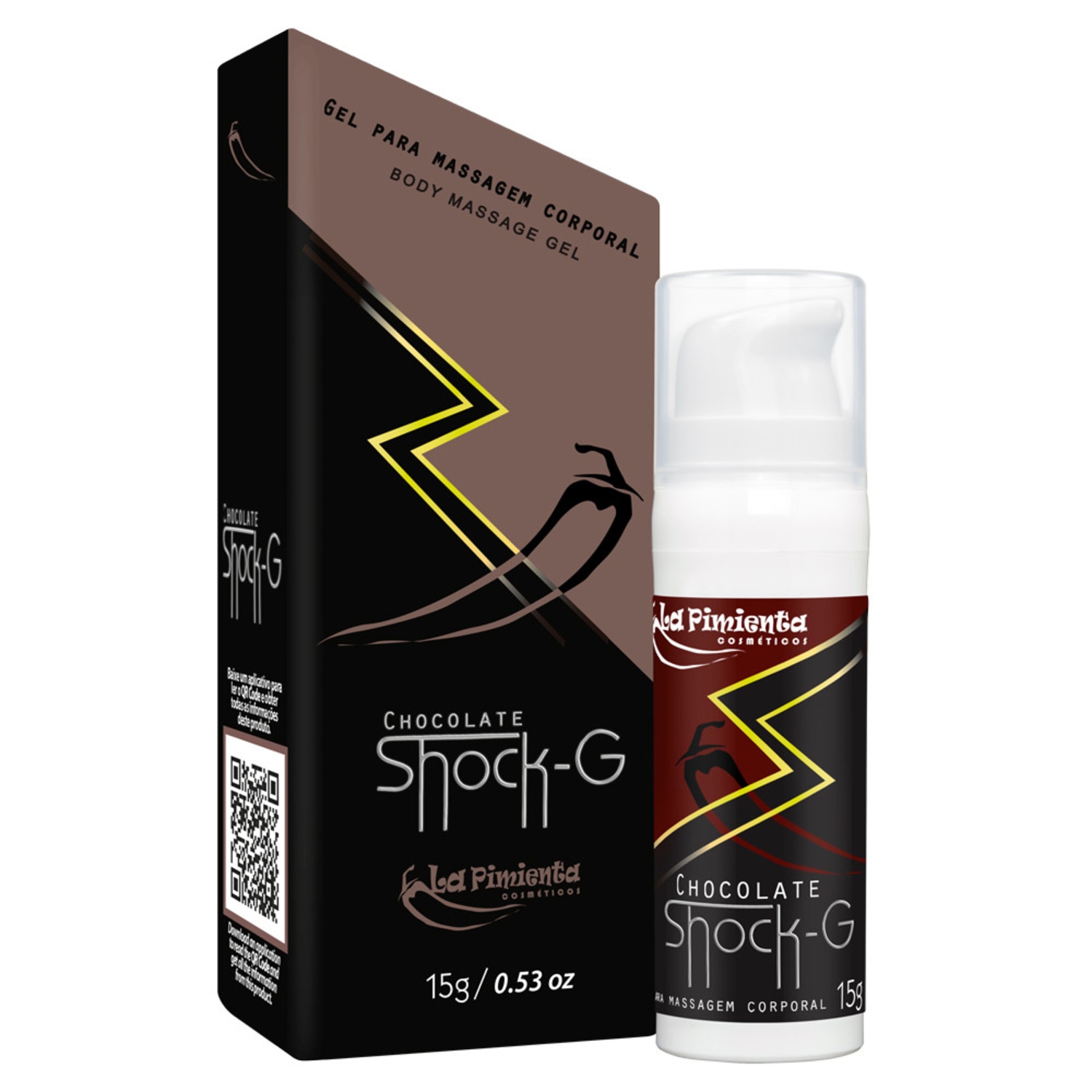 Vibrador Líquido Shock-G Chocolate - La Pimienta - 15g Excita Esquenta e Vibra