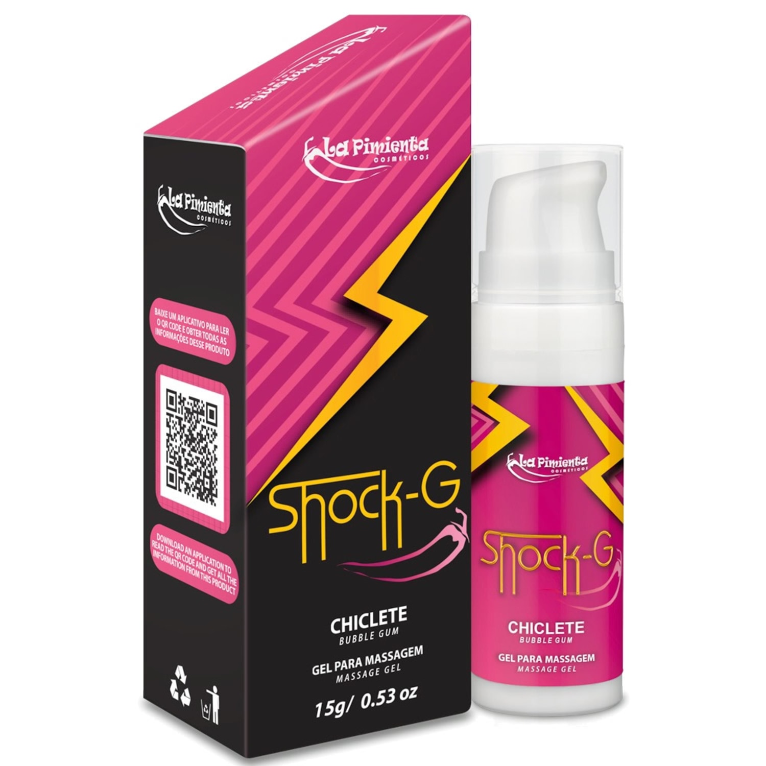 Vibrador Líquido Shock-G Chiclete - La Pimienta - 15g Excita Esquenta e Vibra