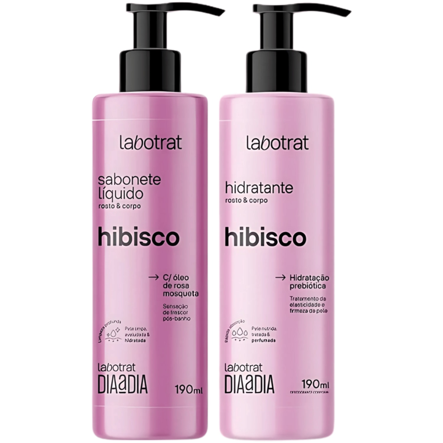 Kit Sabonete Liquido + Hidratante Corpo E Rosto Labotrat Dia A Dia Cheiro De Fruta Hibisco 190ml