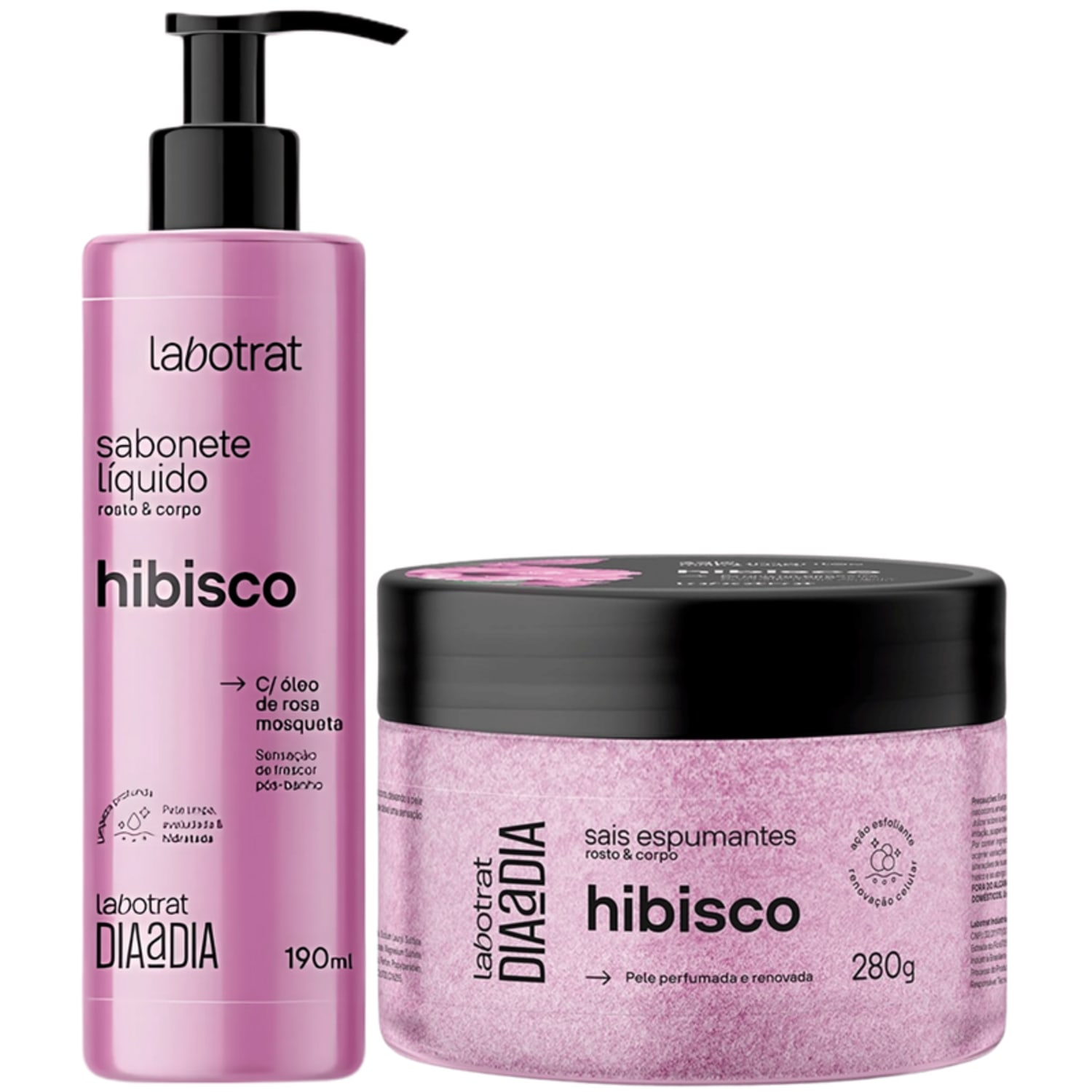 Kit Sabonete Liquido + Sais Corpo E Rosto Labotrat Dia A Dia Cheiro De Fruta Hibisco 190ml