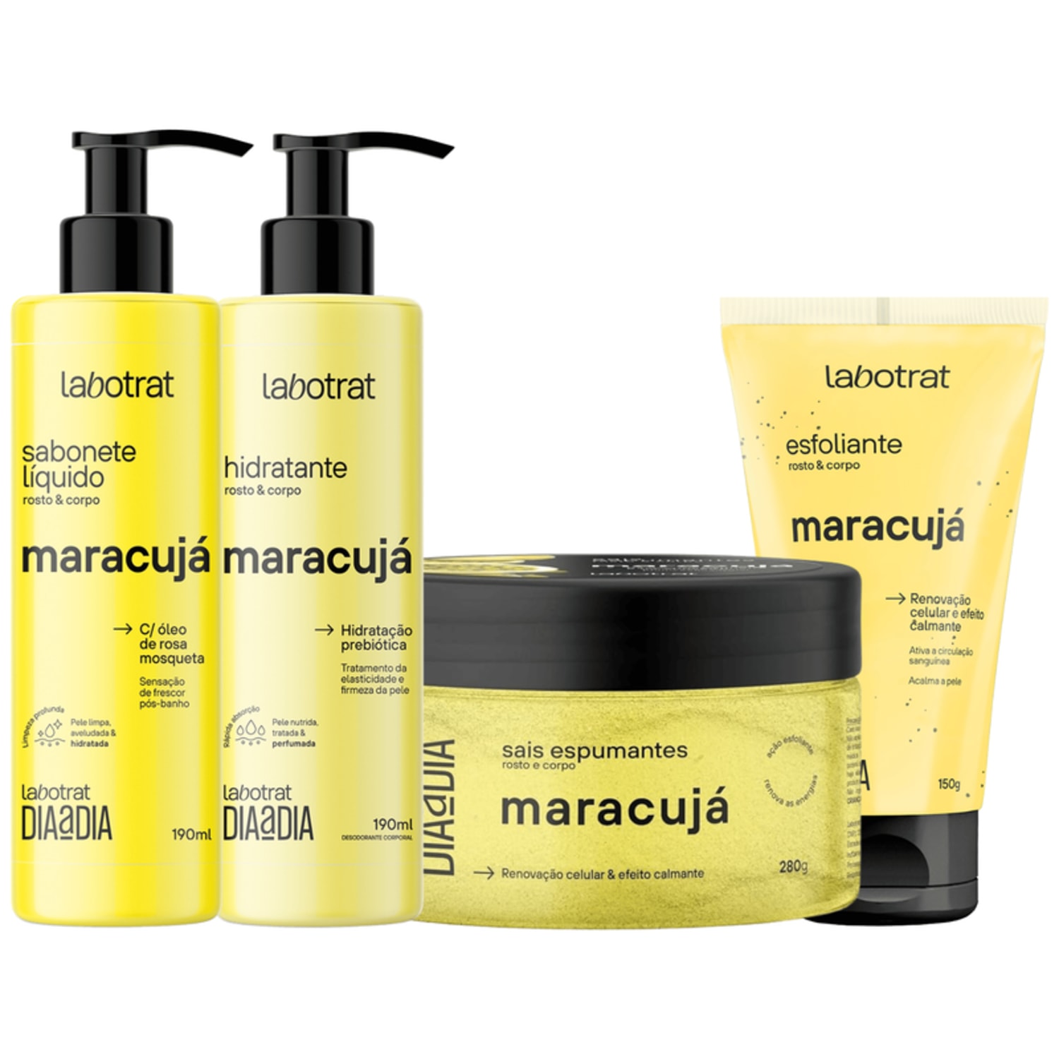 Kit Banho Premium Labotrat Maracuja Completo 4 Produtos C/ Sais Corpo E Rosto Cheiro De Fruta