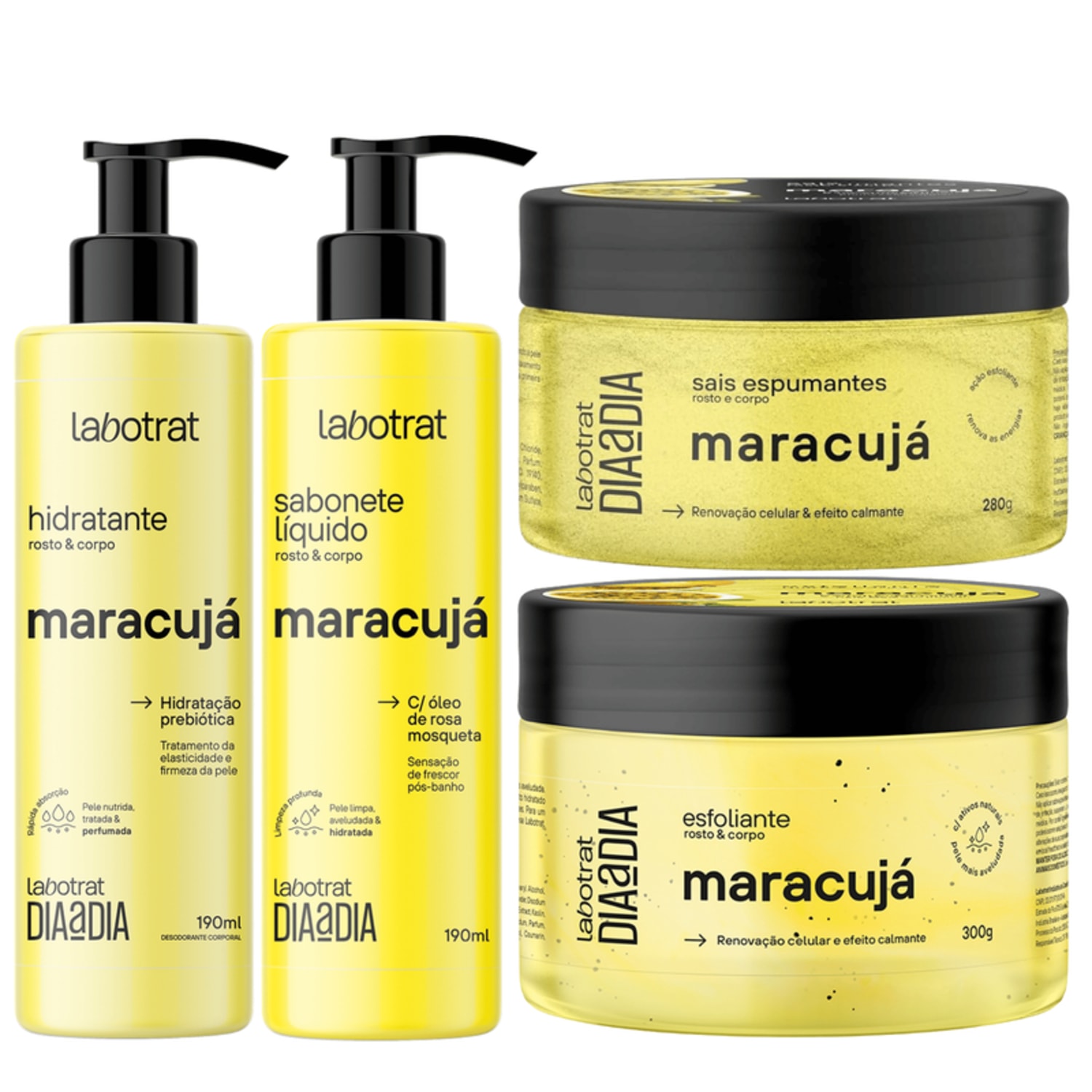Kit Banho Premium Labotrat Maracuja Completo 4 Produtos C/ Sais Cheiro De Fruta Corpo E Rosto