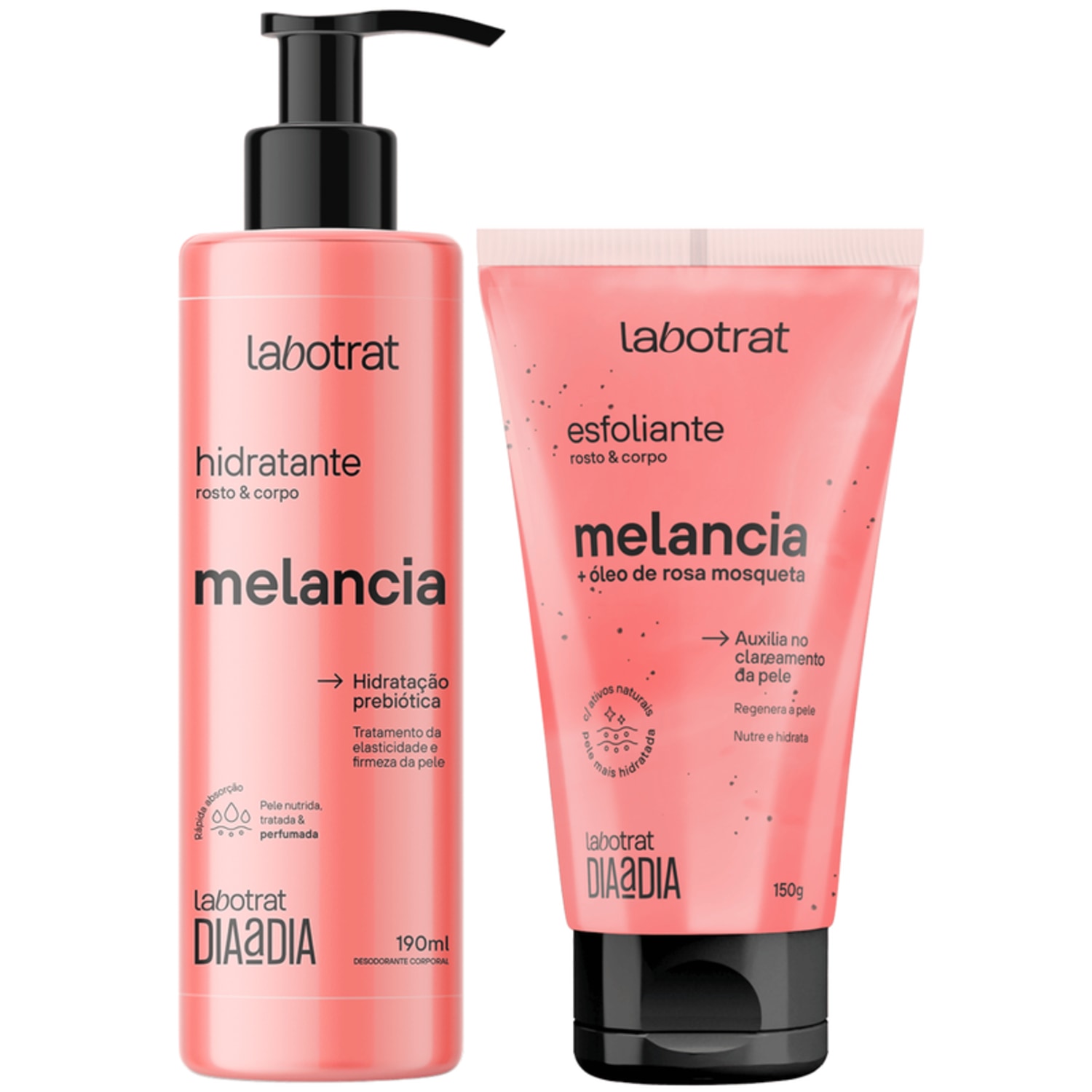Kit Hidratante + Esfoliante Corpo E Rosto Labotrat Dia A Dia Cheiro De Fruta Melancia 190ml