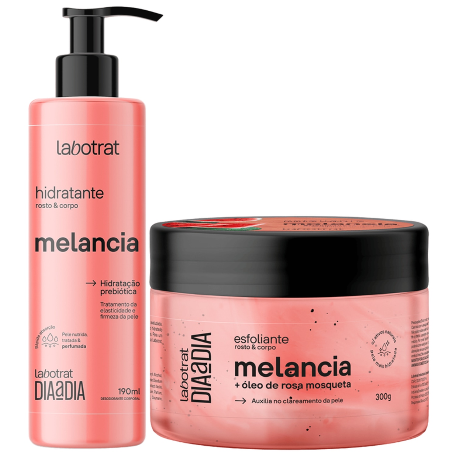 Kit Hidratante + Esfoliante Corpo E Rosto Labotrat Dia A Dia Cheiro De Fruta Melancia 300g
