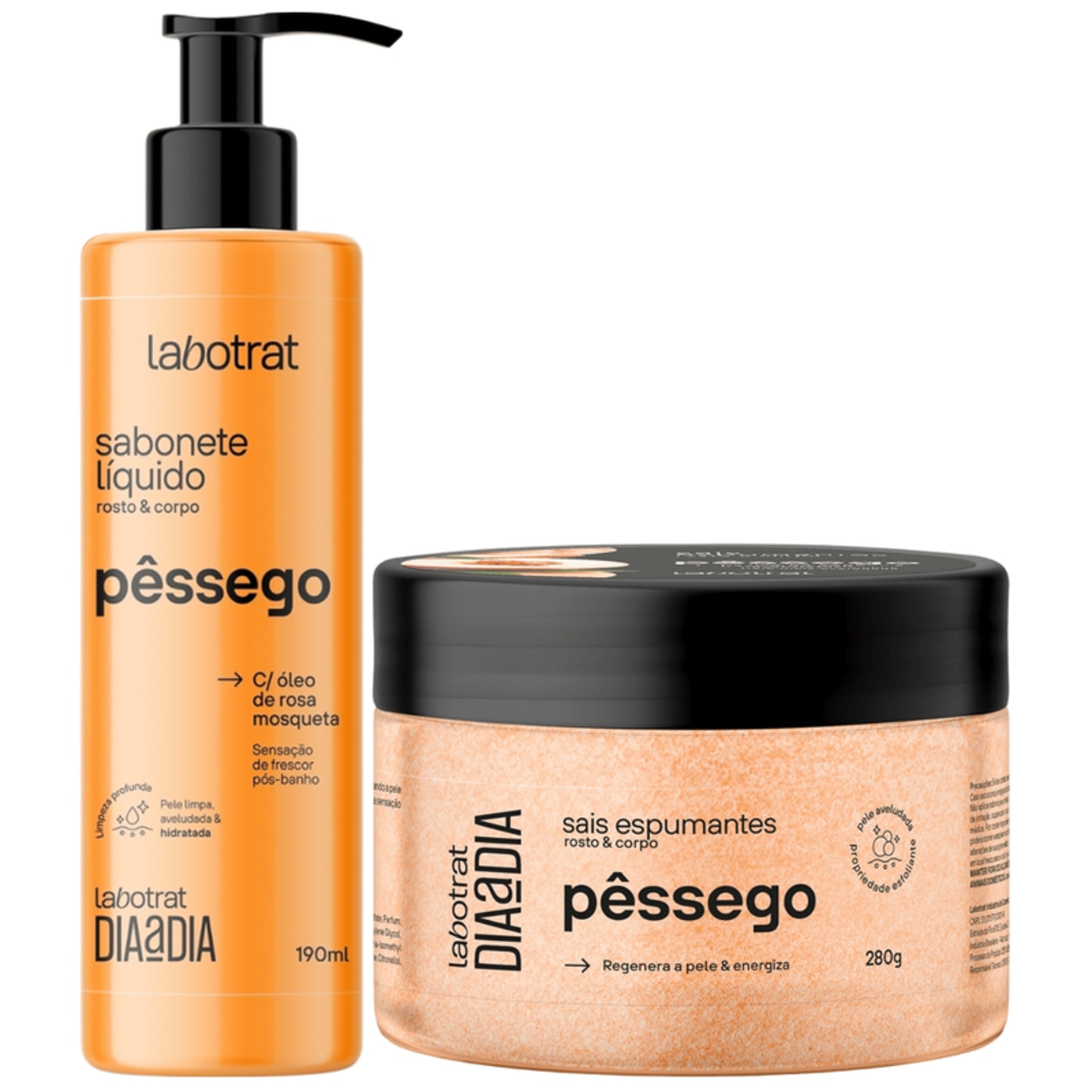 Kit Sabonete Liquido + Sais Corpo E Rosto Labotrat Dia A Dia Cheiro De Fruta Pêssego 190ml