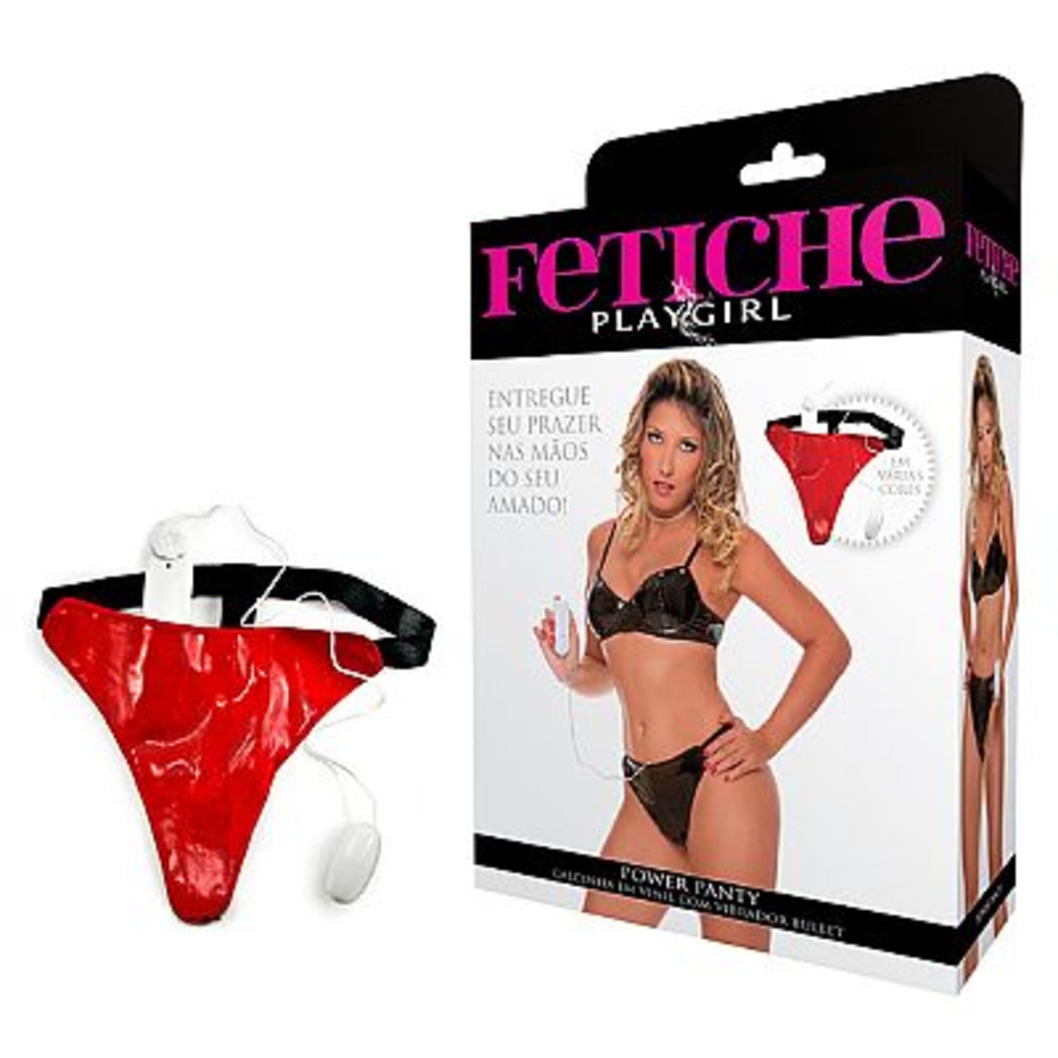Adão e Eva Playgirl Power Panty Estampa Vermelha - Calcinha em Vinil com Vibrador