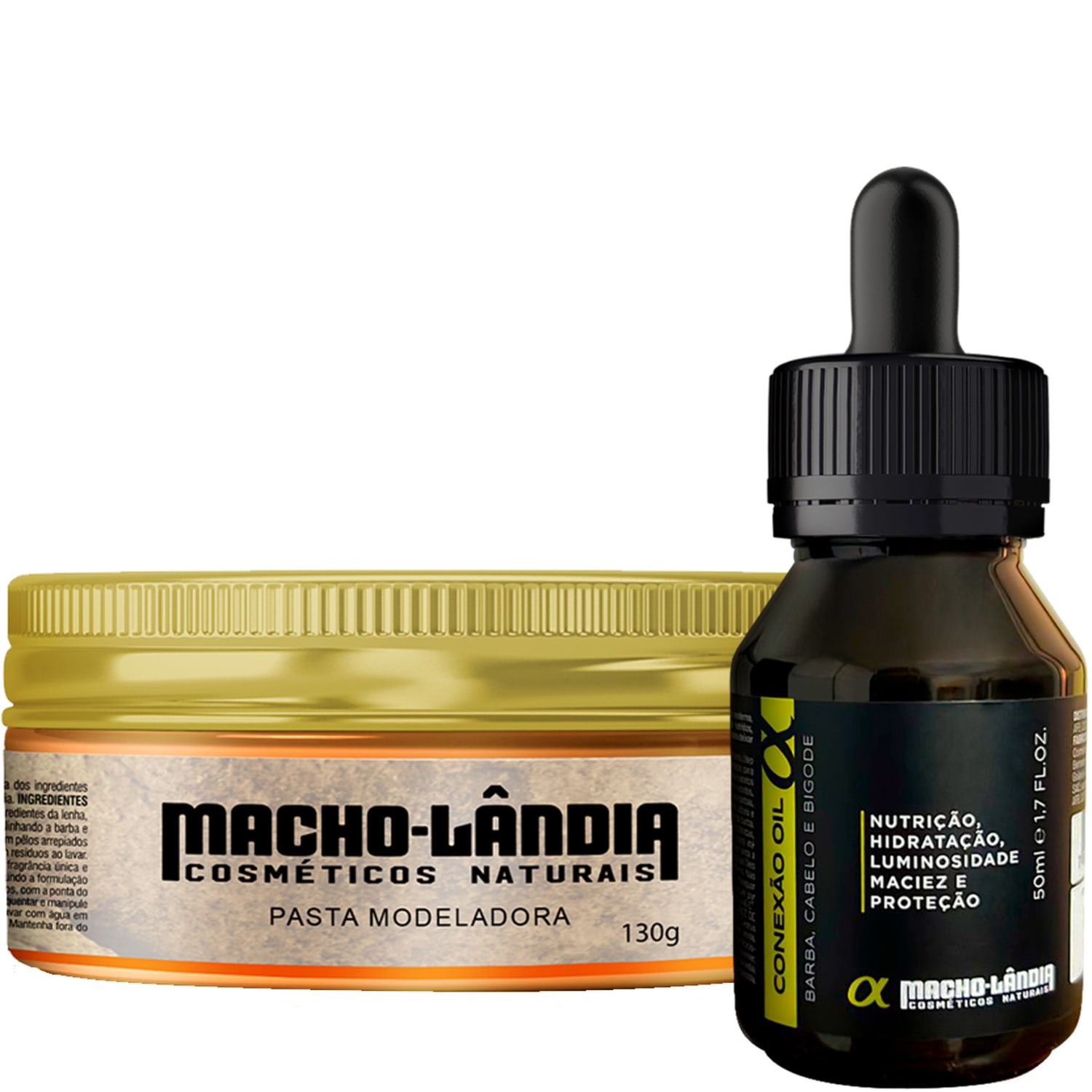 Kit Macho-Lândia Conexão Óleo + Pomada Modeladora Pasta Fix 007 (2 Produtos)
