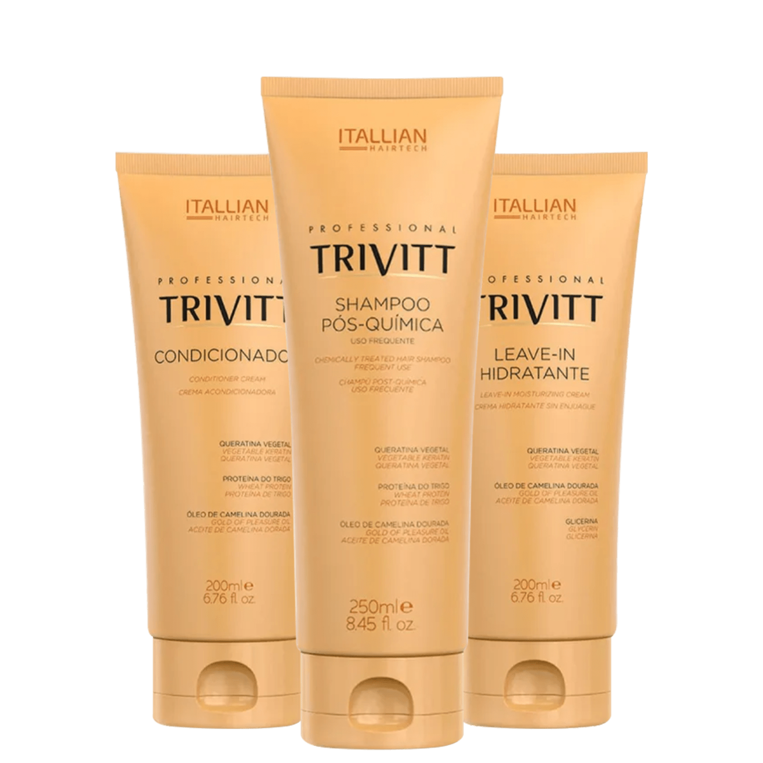 Kit Itallian Hairtech Tri Trivitt Cabelos Pós Química (3 Produtos)