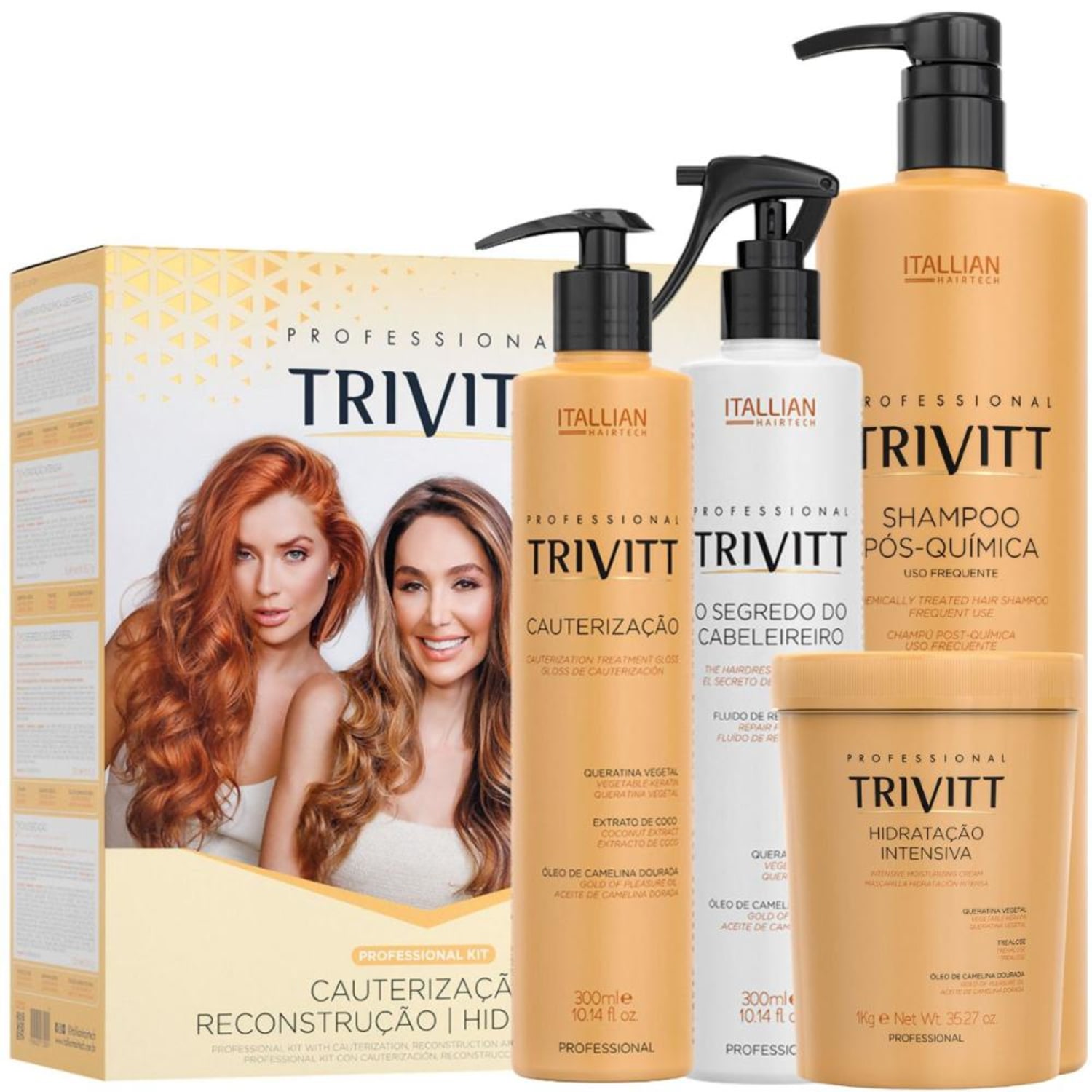 Kit Profissisional Trivitt de Cauterização, Reconstrução e Hidratação para cabelo