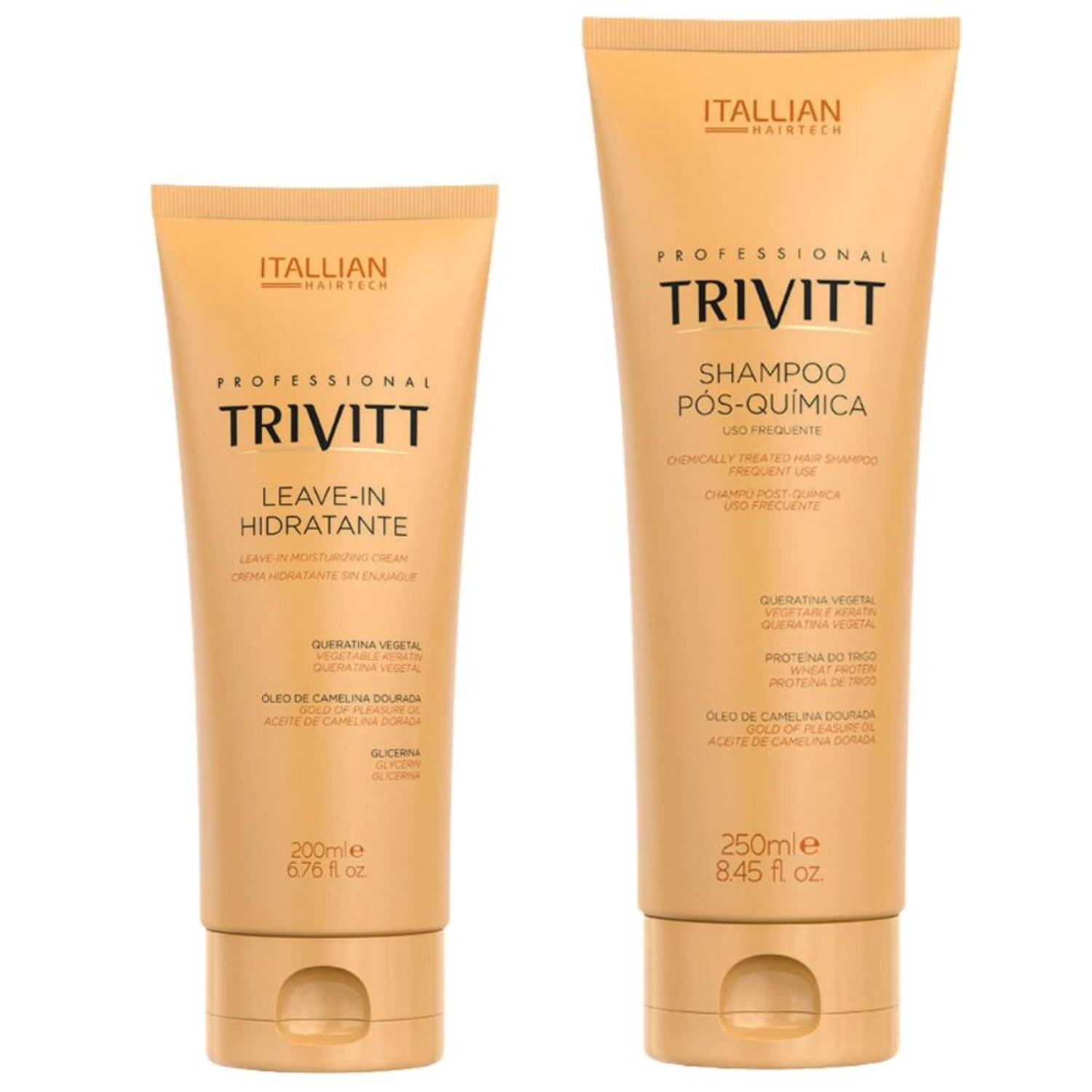Kit Trivitt com Leave-in Hidratante 200ml e Shampoo pós química para uso frequente 250ml