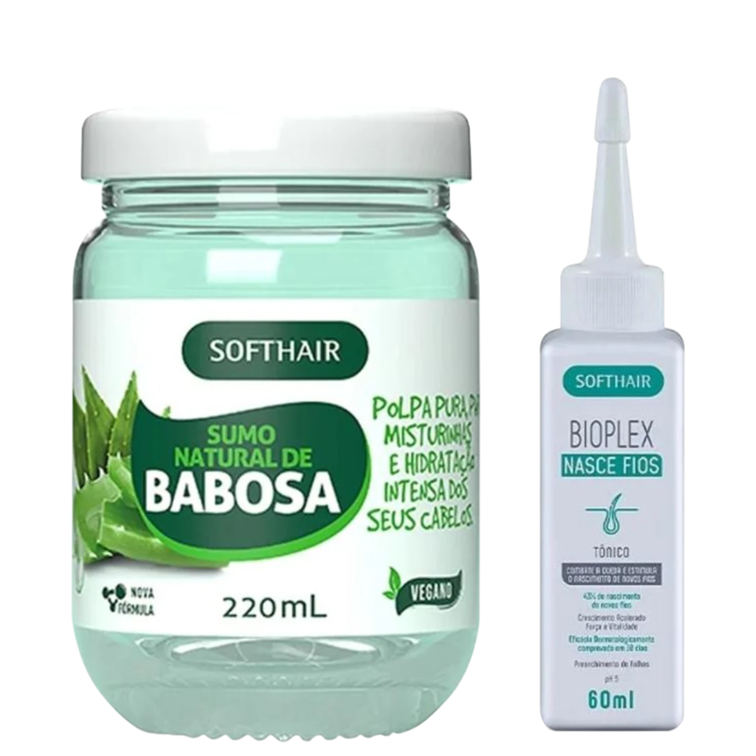Kit Soft Hair Bioplex Nasce Fios + Sumo de Babosa (2 Produtos)