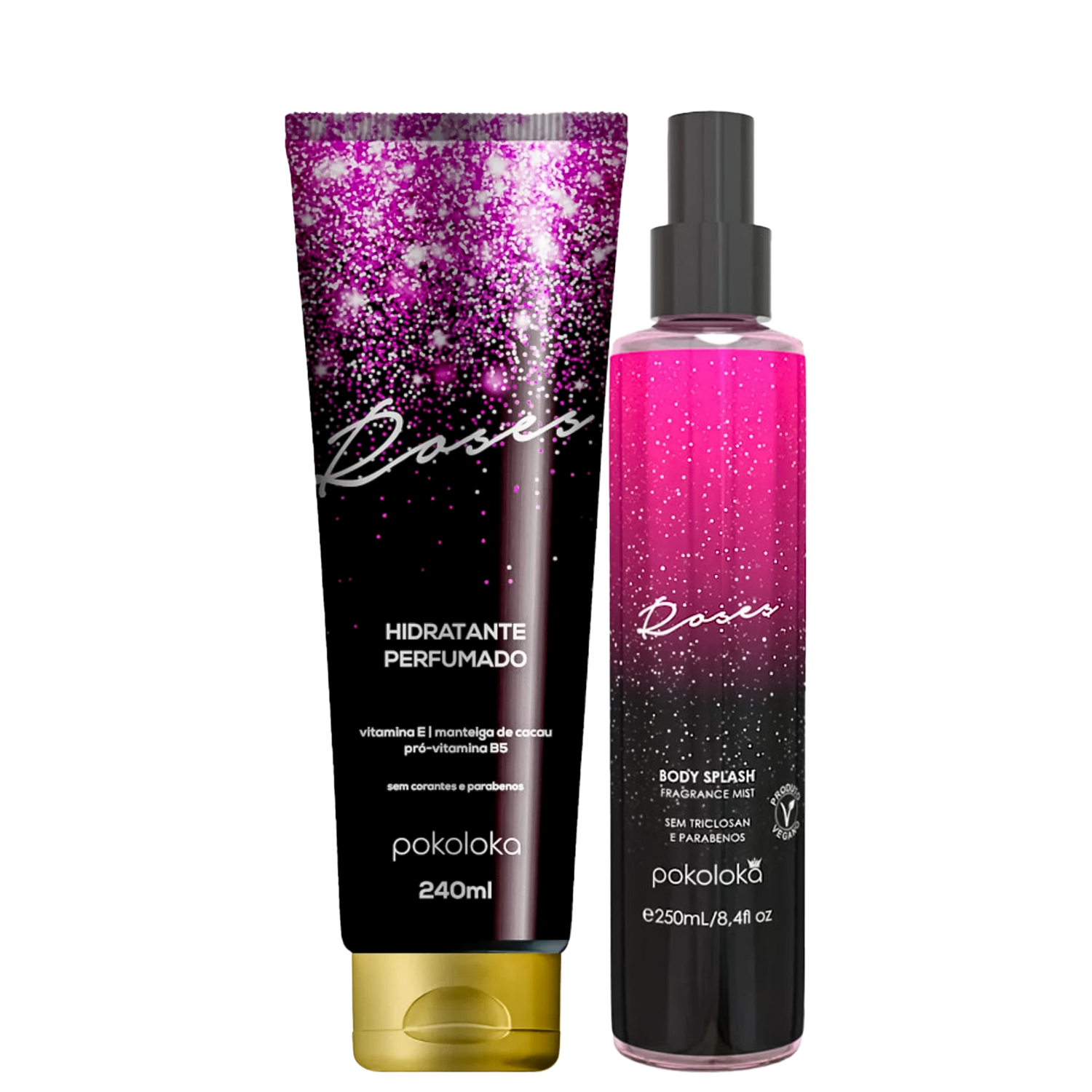 Kit Hidratante Corporal + Body Splash Roses Pokoloka