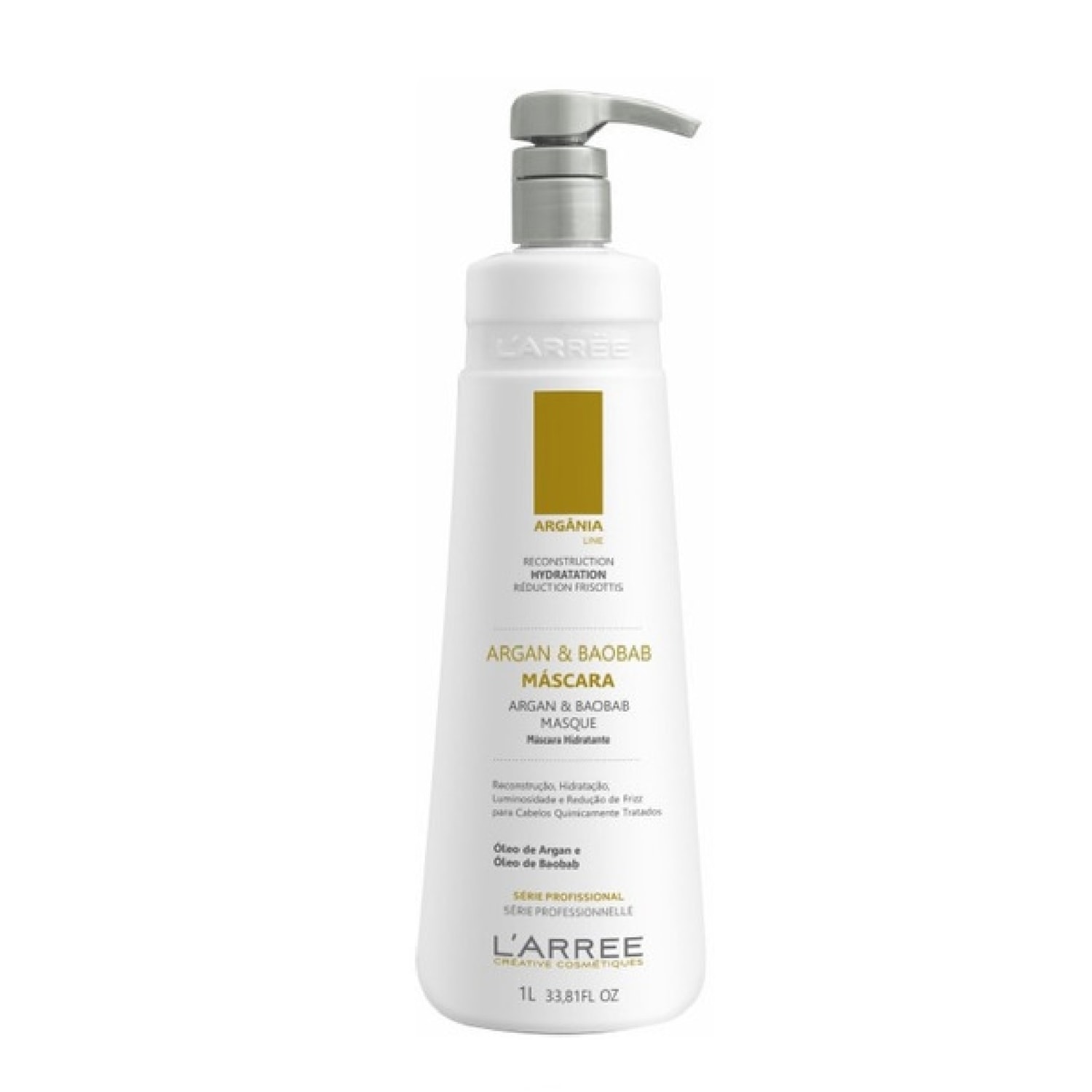 L'ARRËE Argânia Máscara Argan & Baobab Cabelos Secos e Ressecados Vegano 1L