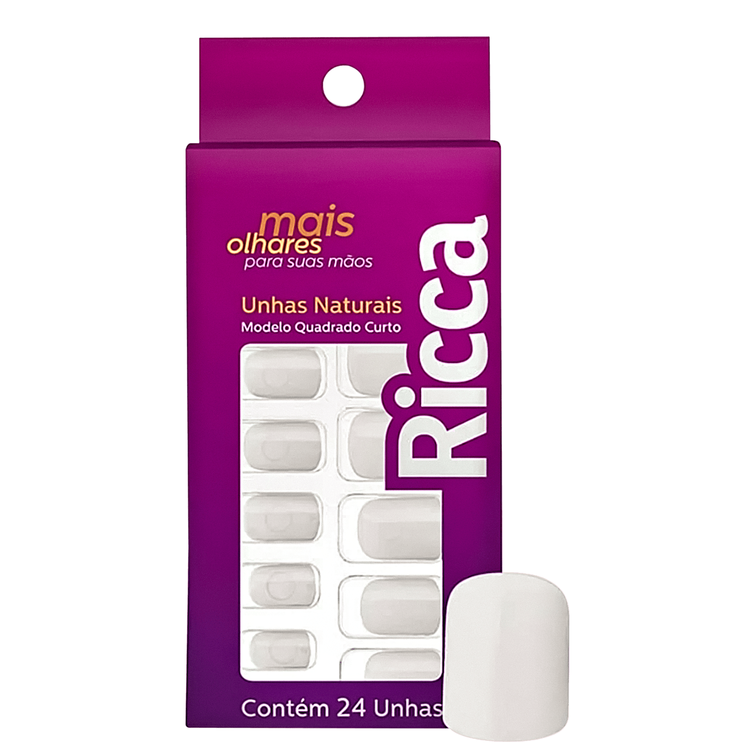 Ricca Quadrado Curto Naturais - Unhas Postiças (24 Unidades)