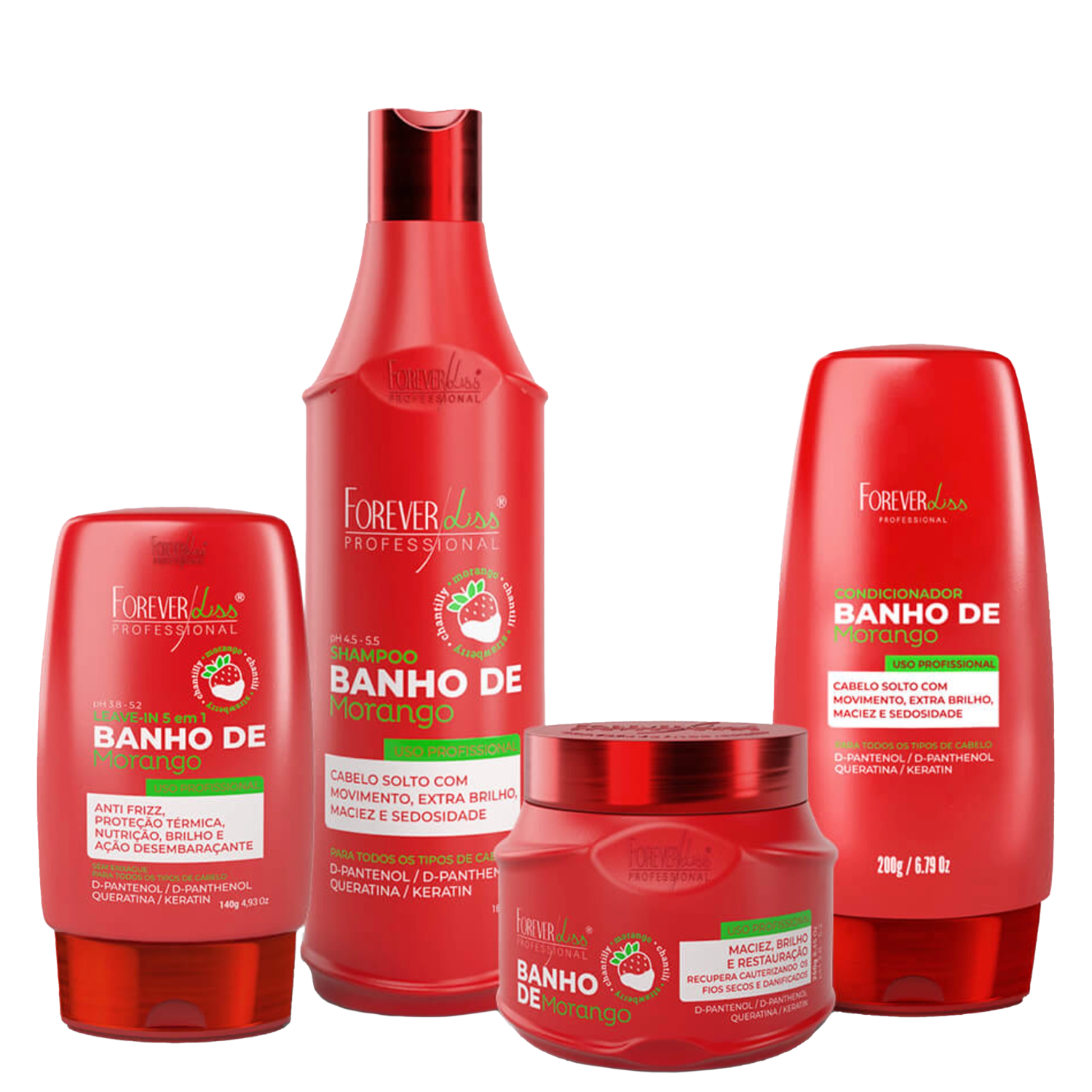 Kit Forever Liss Professional Banho de Verniz Morango Full (4 Produtos)