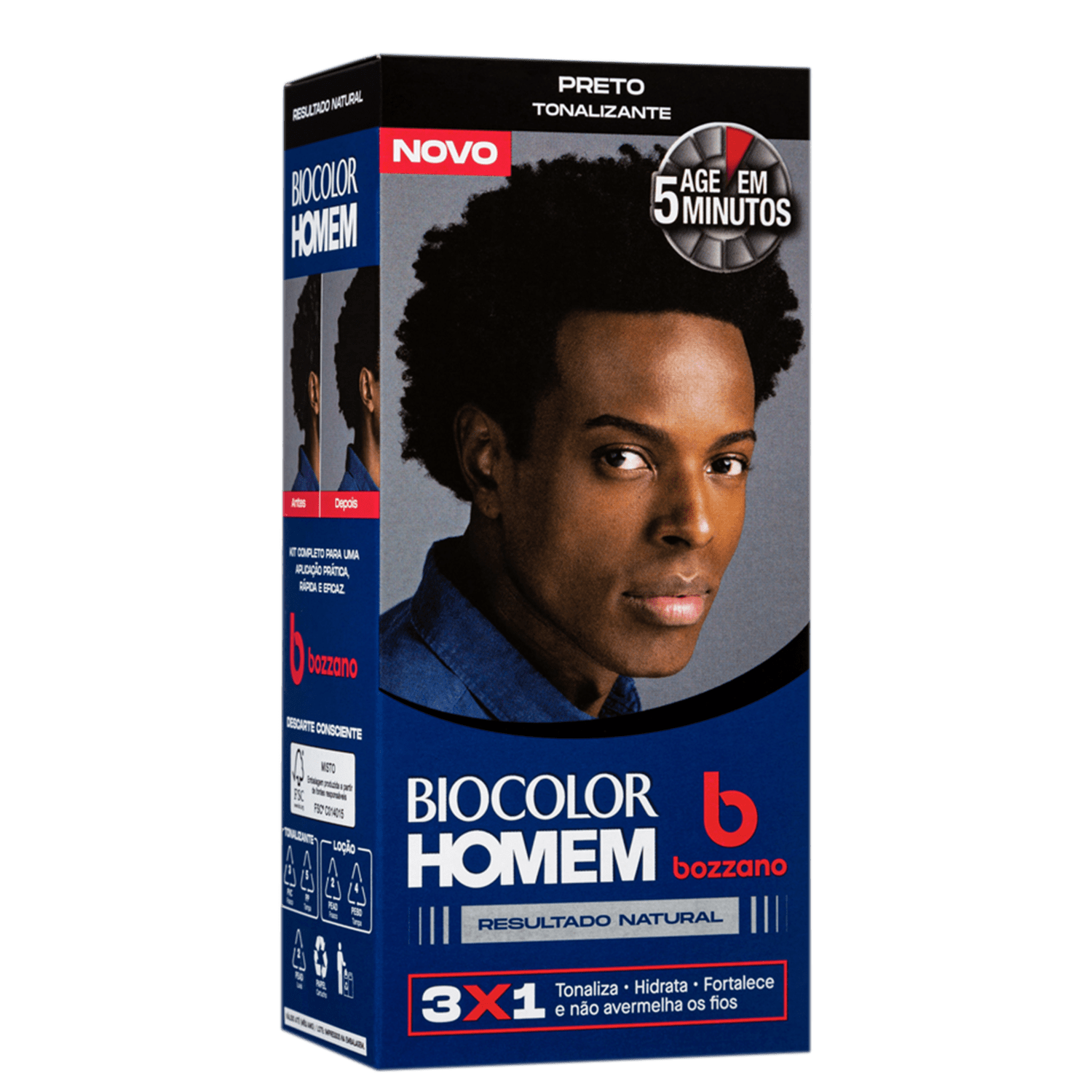 Bozzano Biocolor Tonalizante Homem - Preto 3x1