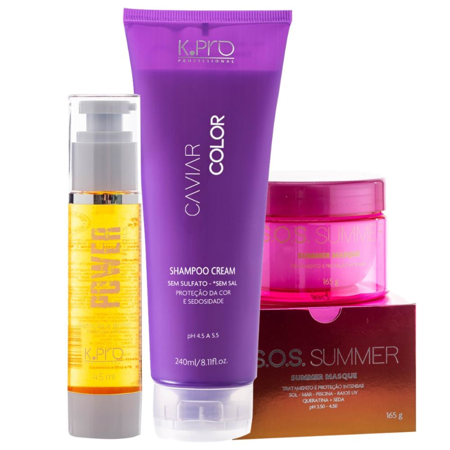 Kit K. Pro Caviar Color + SOS Summer + Power Five Oils (3 Produtos)