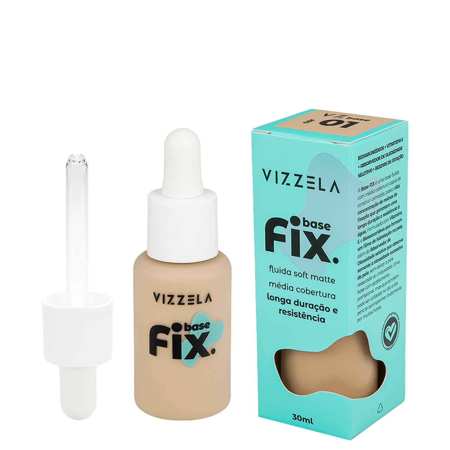 Vizzela Cosméticos Fix Cor 1 - Base Líquida 30ml