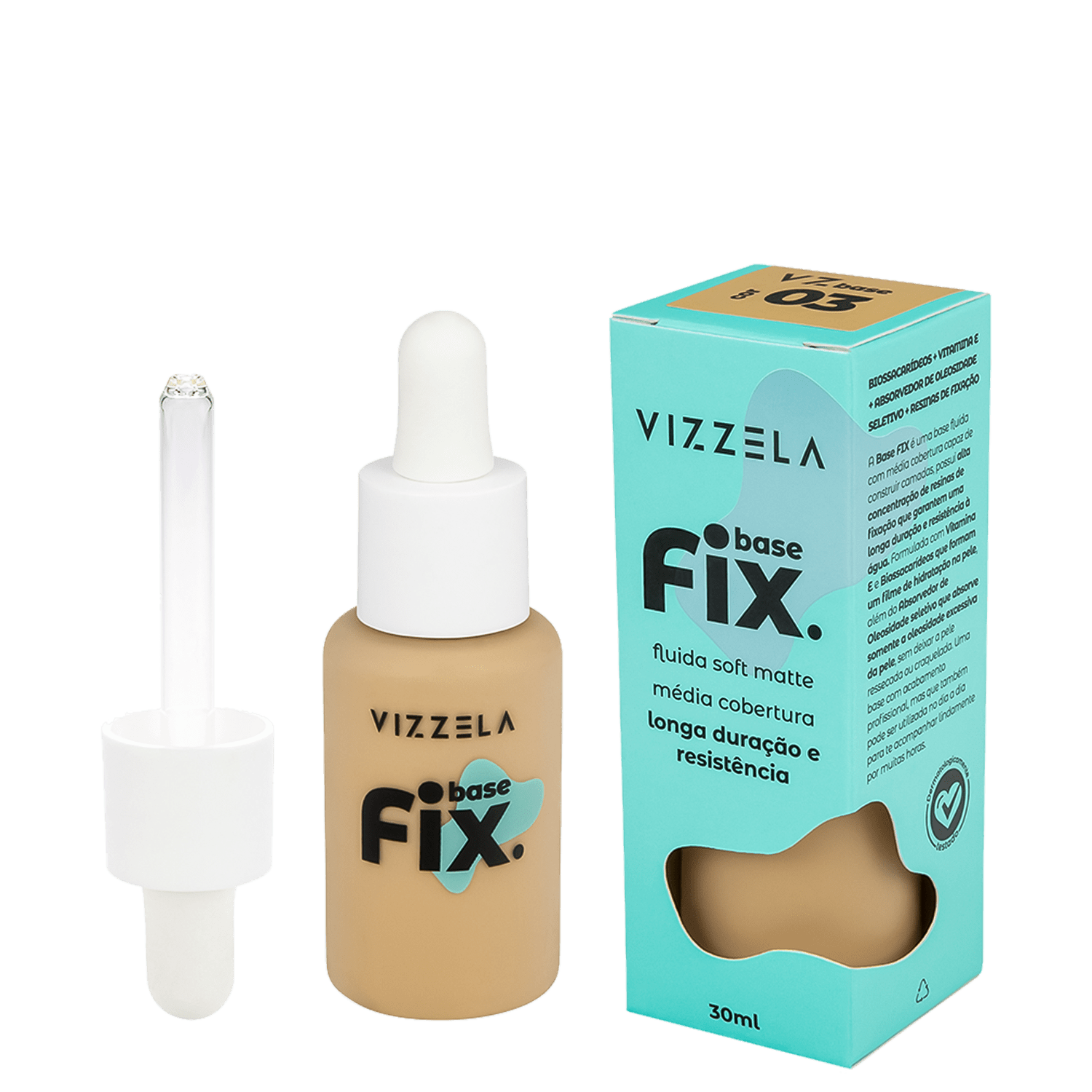 Vizzela Cosméticos Fix Cor 3 - Base Líquida 30ml