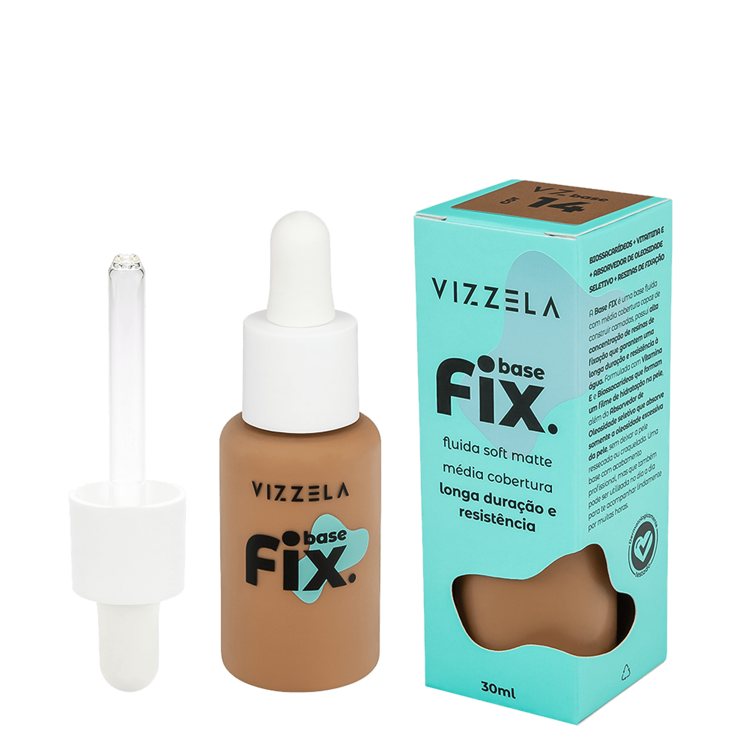 Vizzela Cosméticos Fix Cor 14 - Base Líquida 30ml