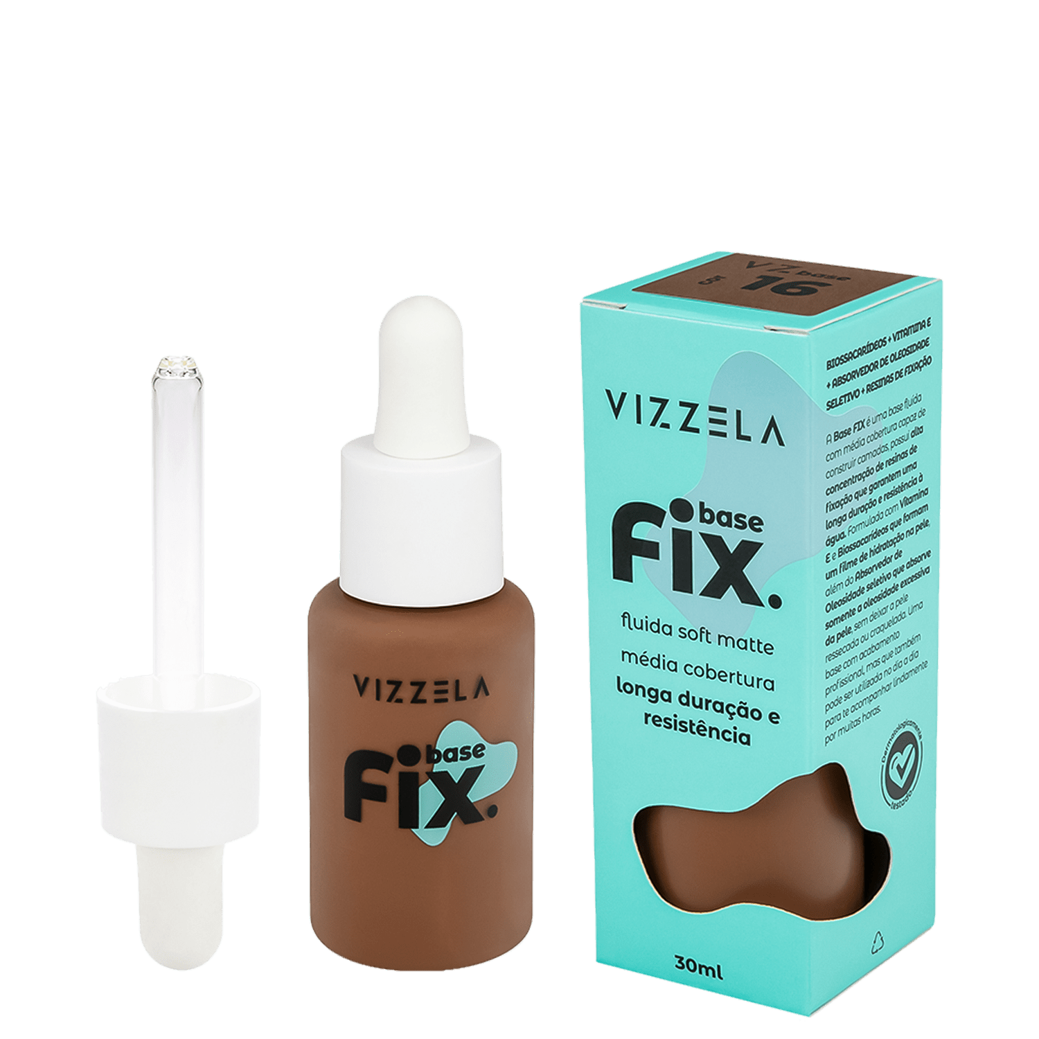 Vizzela Cosméticos Fix Cor 16 - Base Líquida 30ml