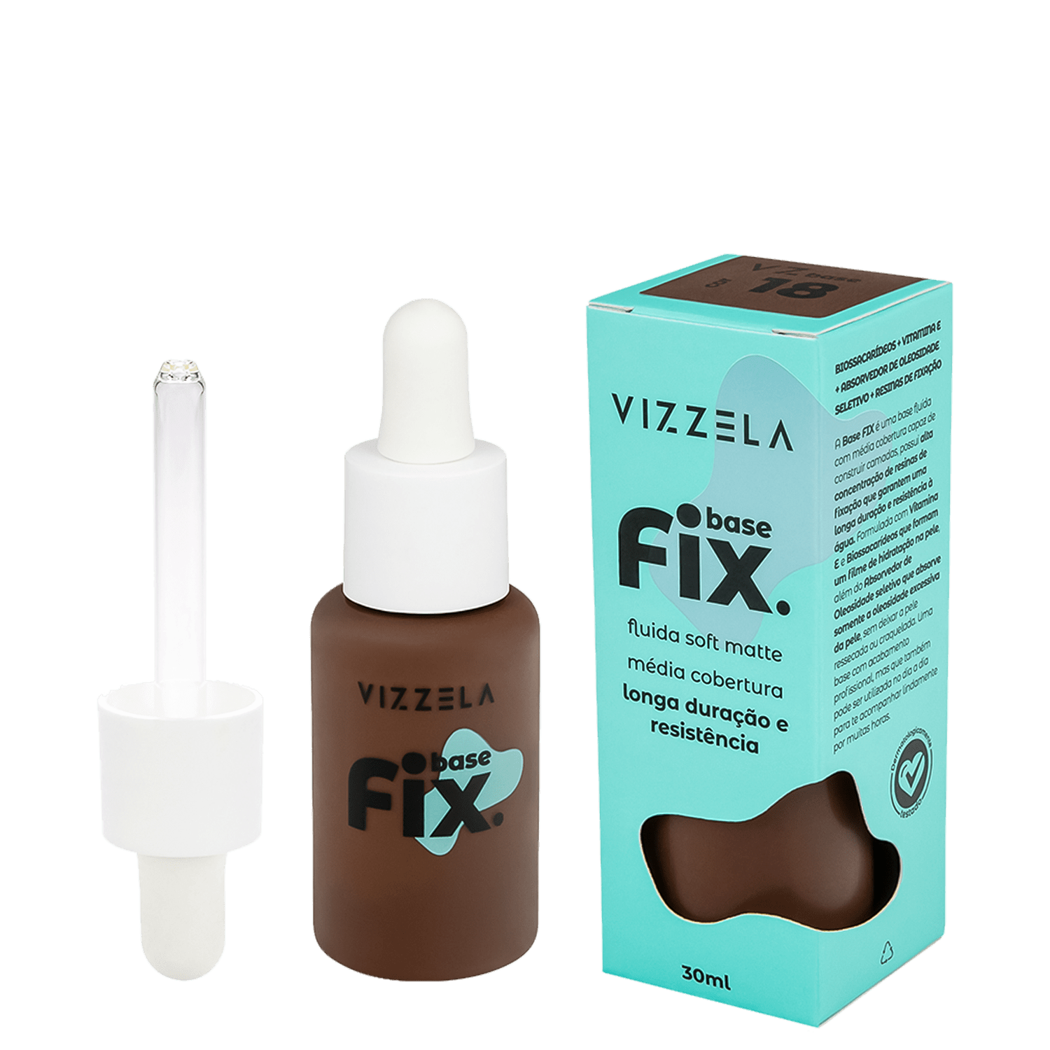 Vizzela Cosméticos Fix Cor 18 - Base Líquida 30ml