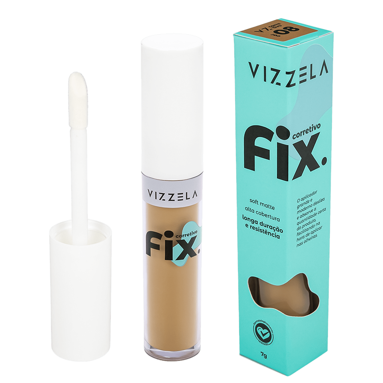 Vizzela Cosméticos Fix Cor 8 - Corretivo Líquido 7g
