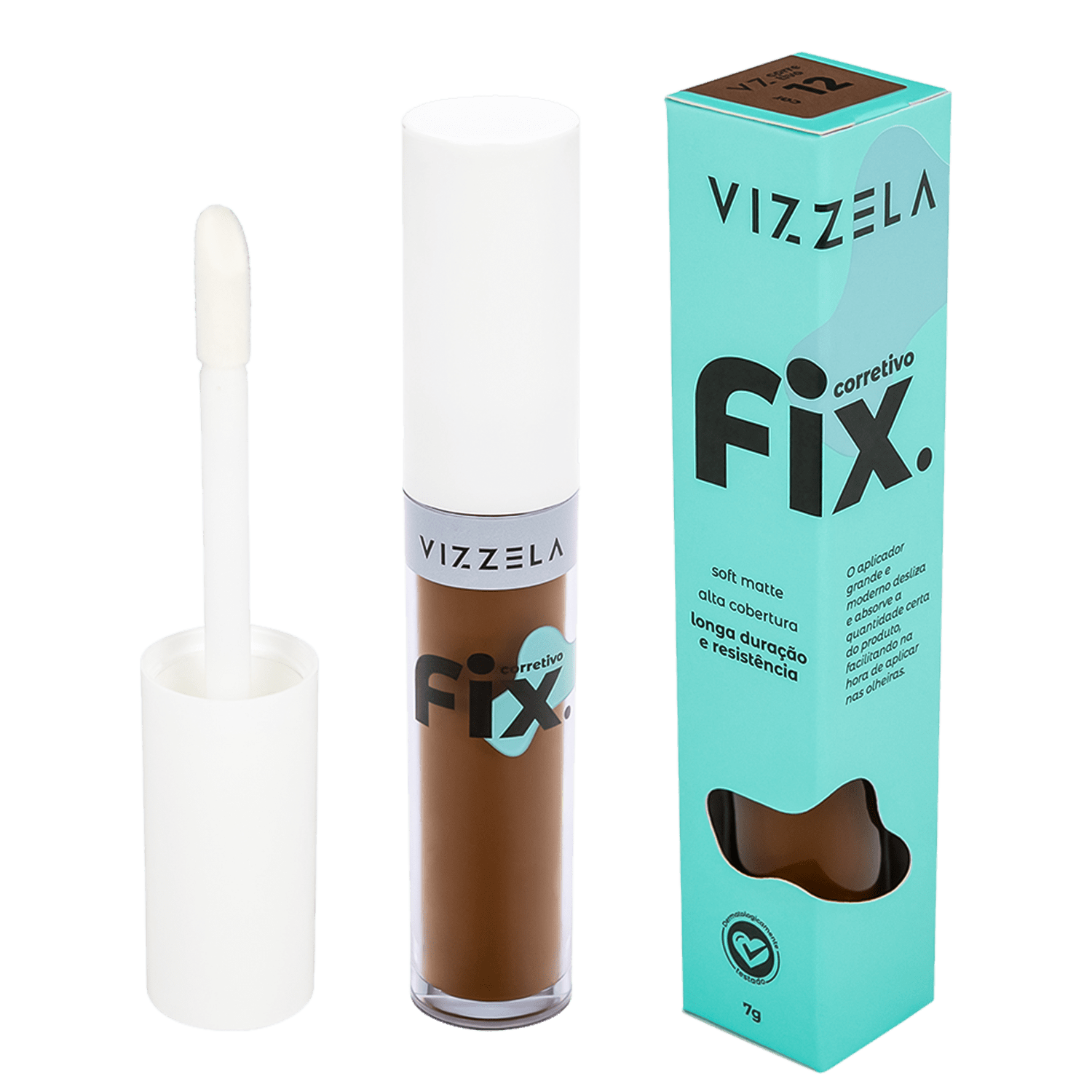 Vizzela Cosméticos Fix Cor 12 - Corretivo Líquido 7g