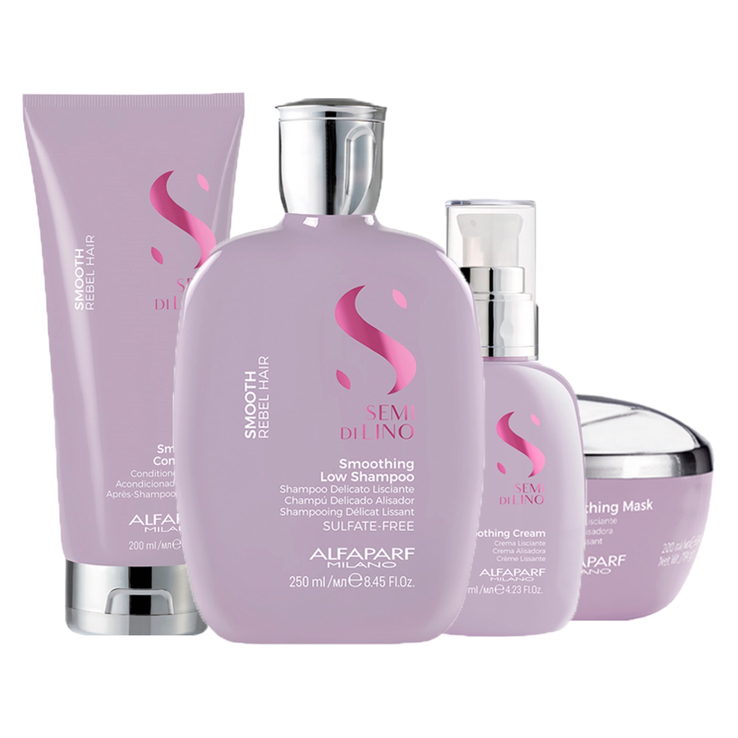 Kit Alfaparf Semi Di Lino Smooth Rebel Lissante Home Care (4 Produtos)