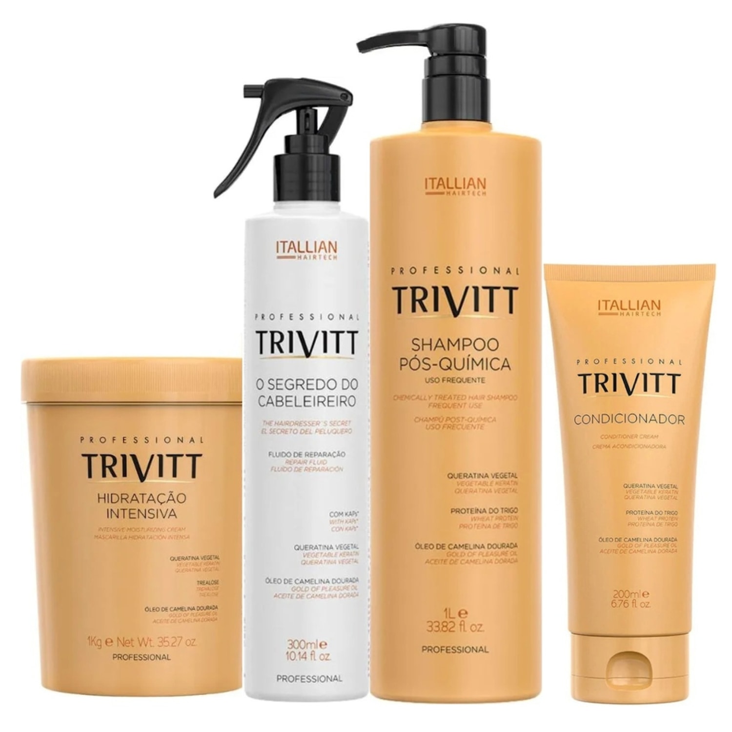 Kit Itallian Hairtech Trivitt Reconstrução Capilar Profissional (4 Produtos)