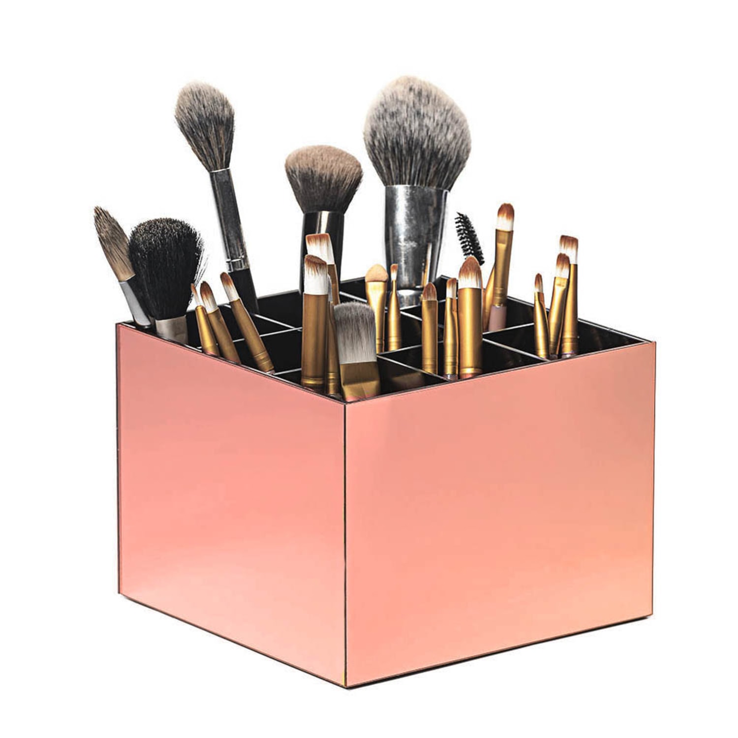Acrílico Store Rosé/Preto com 9 Divisórias - Porta Pincel
