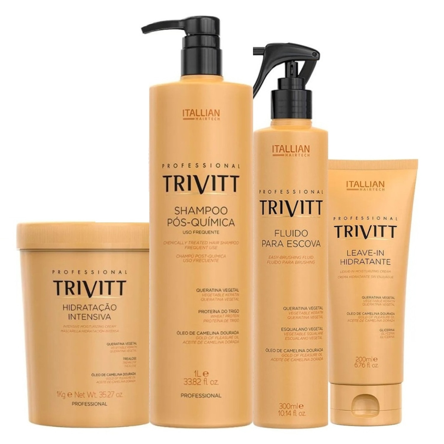Kit Itallian Hairtech Trivitt Profissional Hidratação Pós-química (4 Produtos)